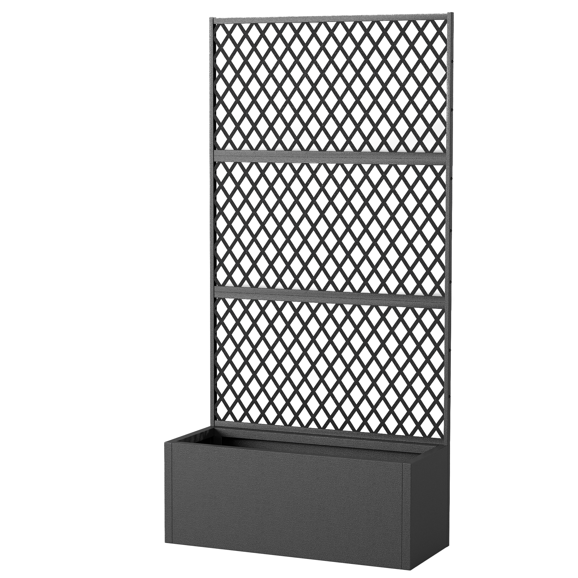 Outsunny Metal Planter Box with Trellis, Raised Garden Bed with Trellis, Diamond Lattice Privacy Planter for Climbing Plants