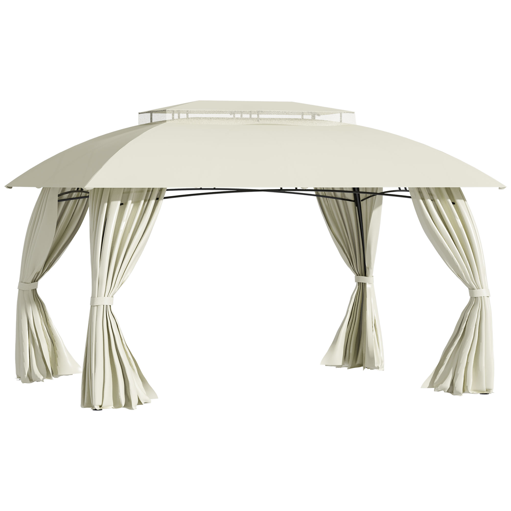 Outsunny 10' x 13' Outdoor Gazebo Patio Gazebo Canopy, Double Vented Roof, Steel Frame, Curtain Sidewalls, Beige