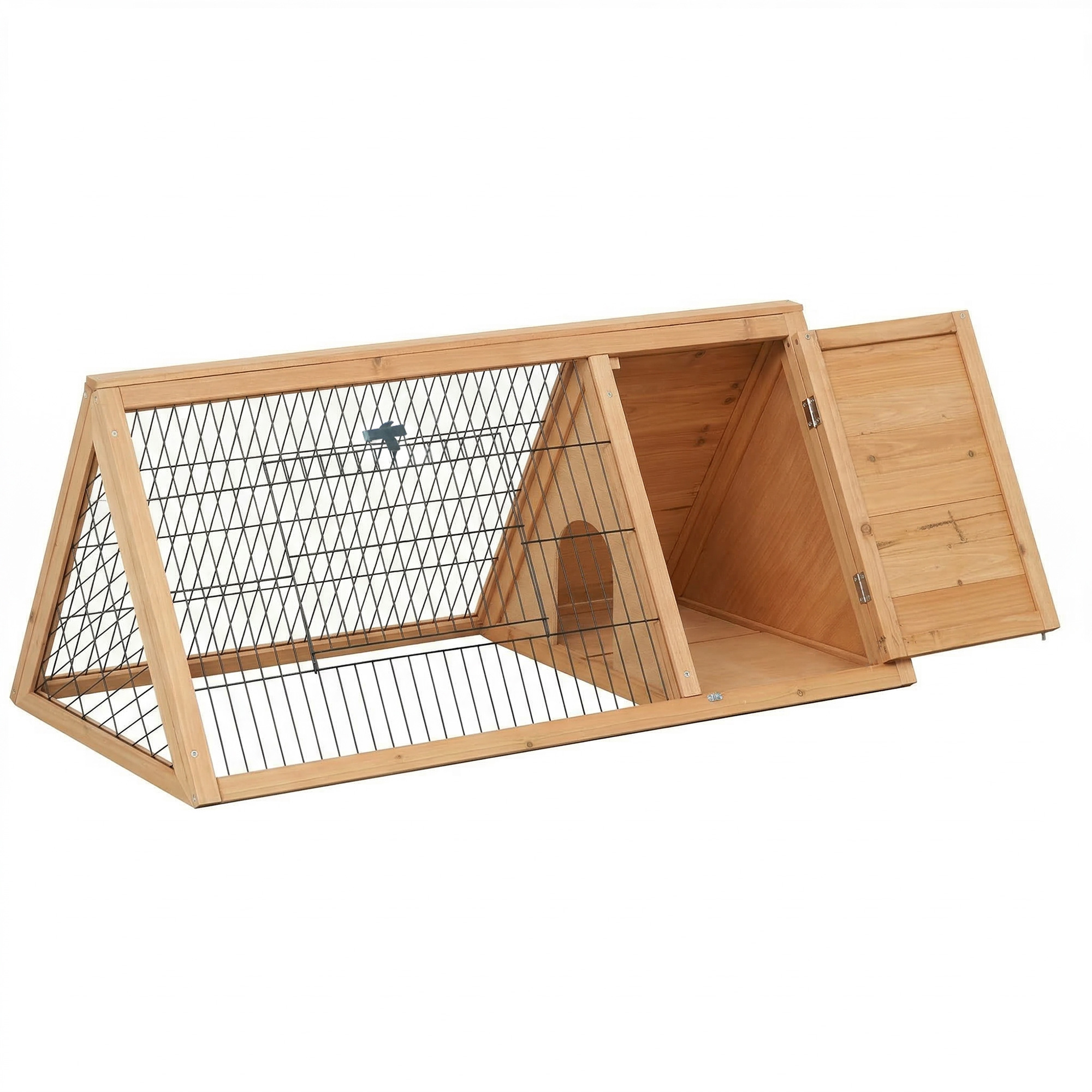 PawHut Rabbit Hutch Outdoor, Wooden Chicken Coop with Run, Outdoor Small Animal Cage for Rabbit, Small Duck and Chicken, Brown