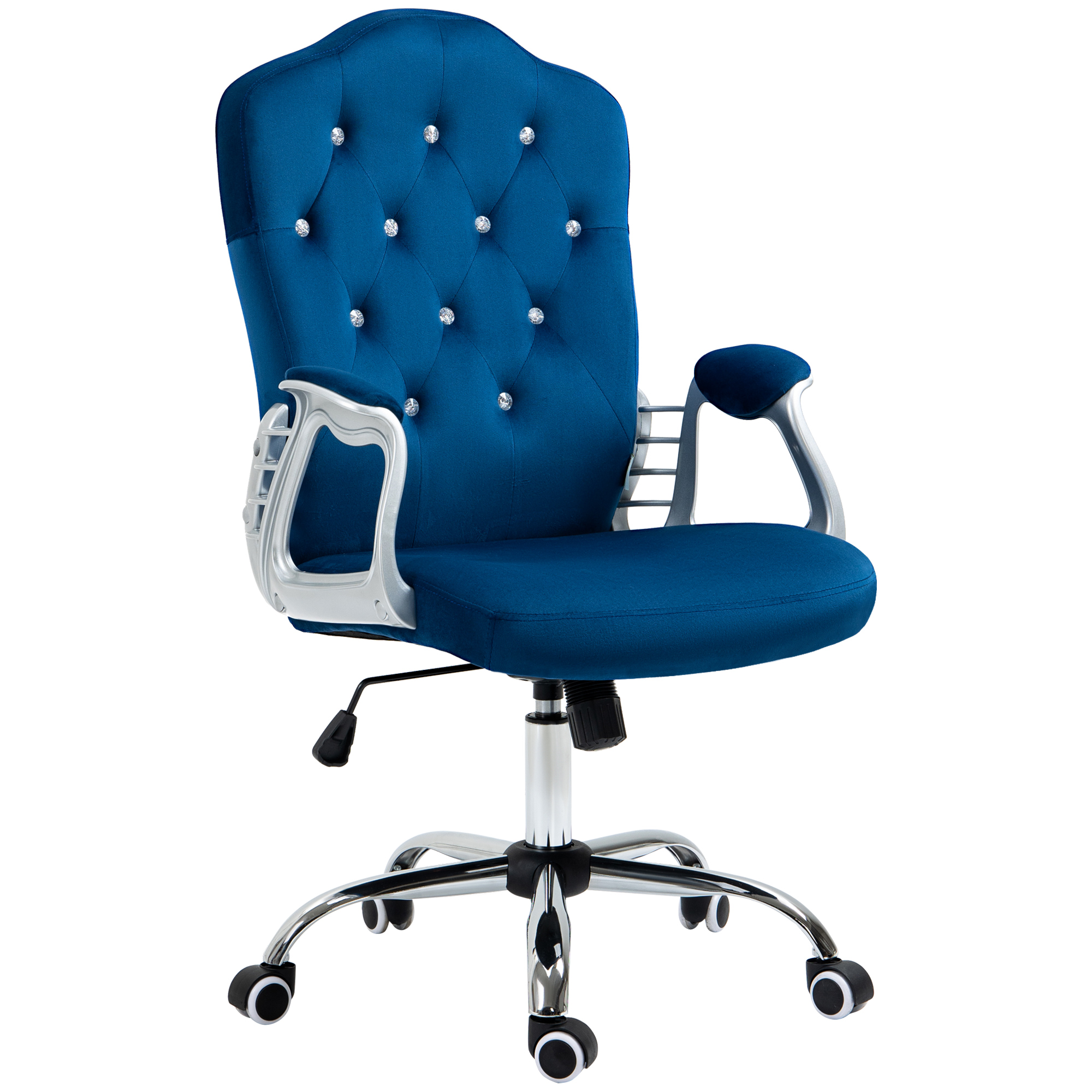 Vinsetto Velvet Office Chair Desk Chair with 360 Degree Swivel Wheels Adjustable Height Tilt Function Blue