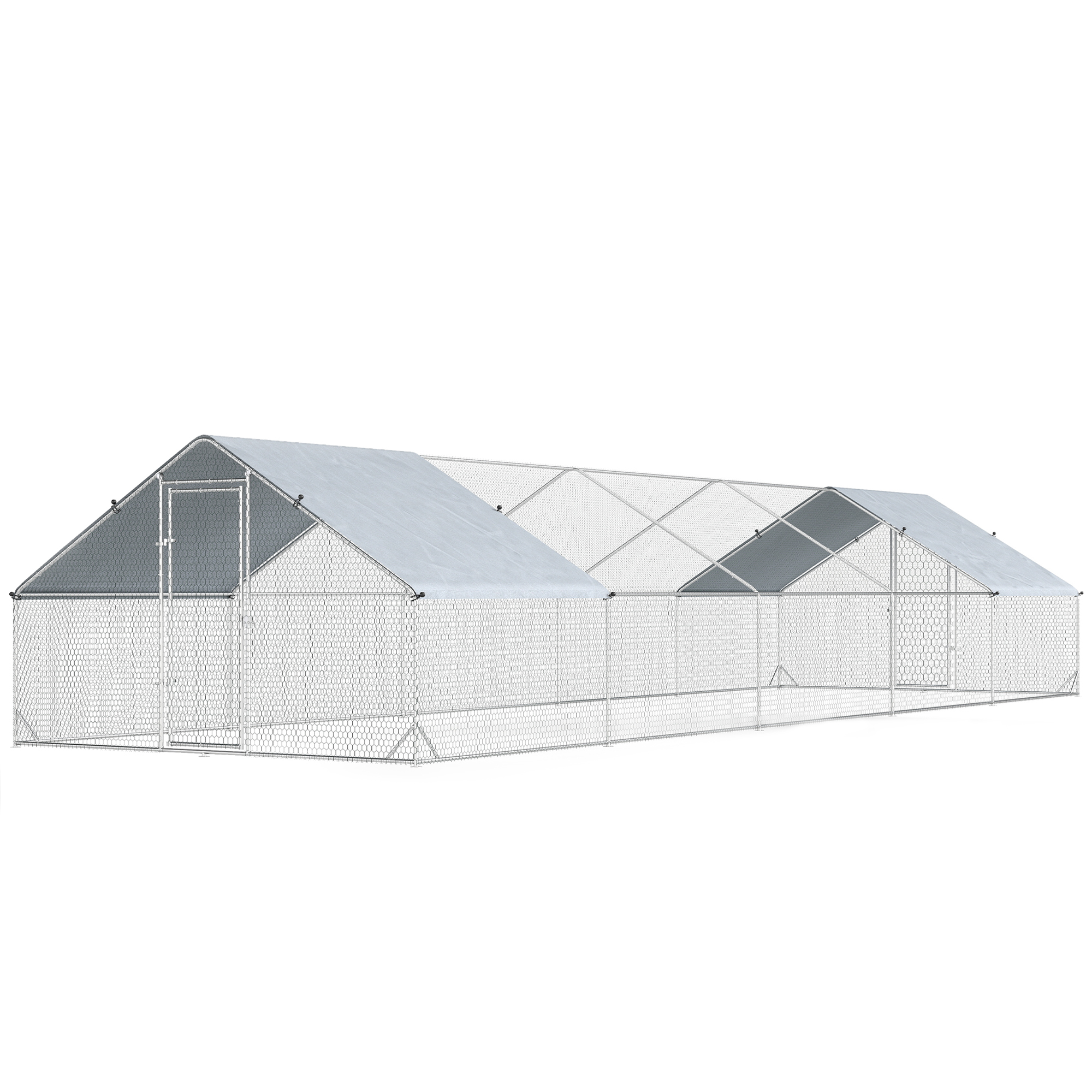 PawHut Large Chicken Coop with Waterproof and Anti-UV Cover, Spire Shaped for Outdoor and Yard Farm Use, 33' x 10' x 6.4'