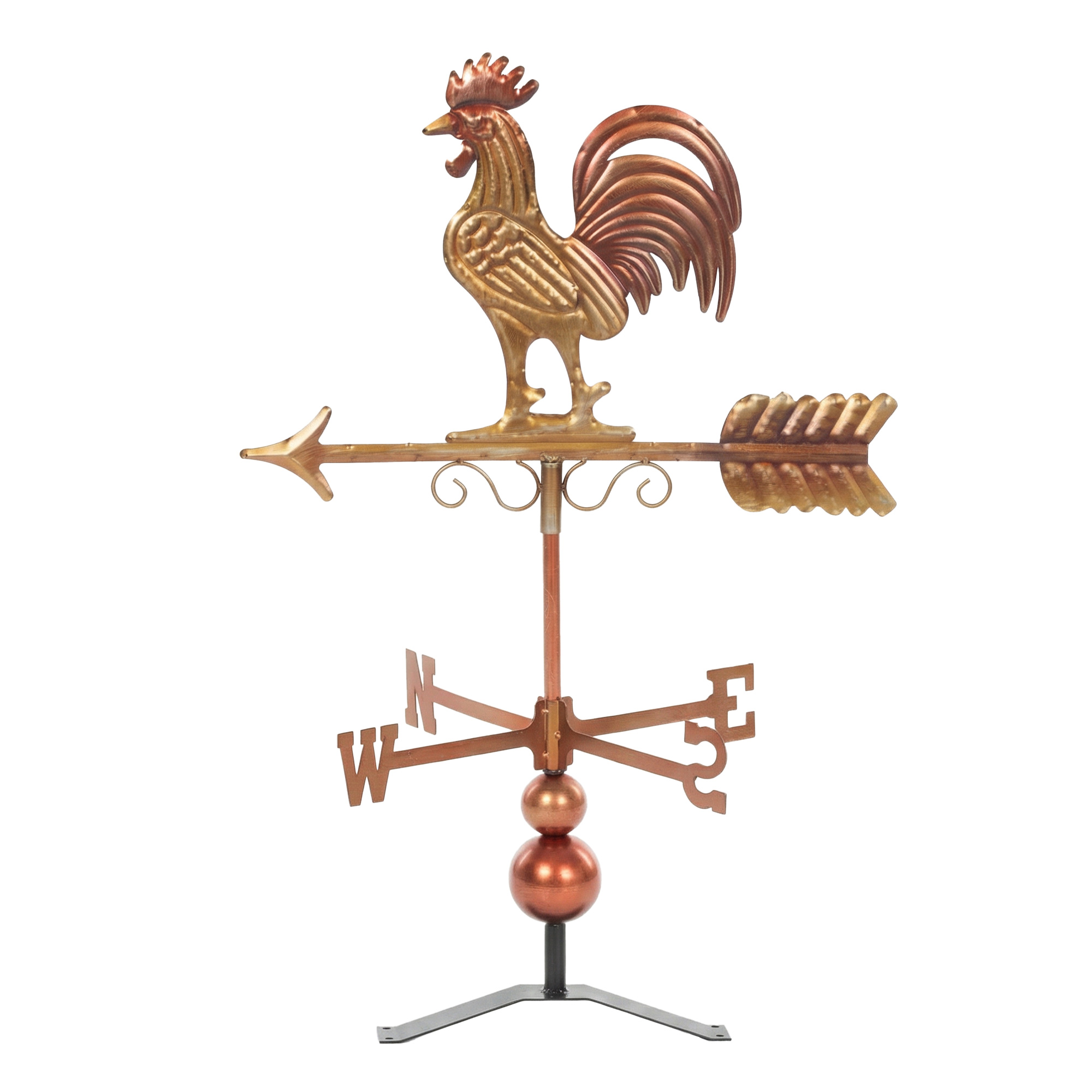Outsunny Metal Rooster Weathervane, Roof Mount Wind Direction Indicator, Outdoor Weather Vanes