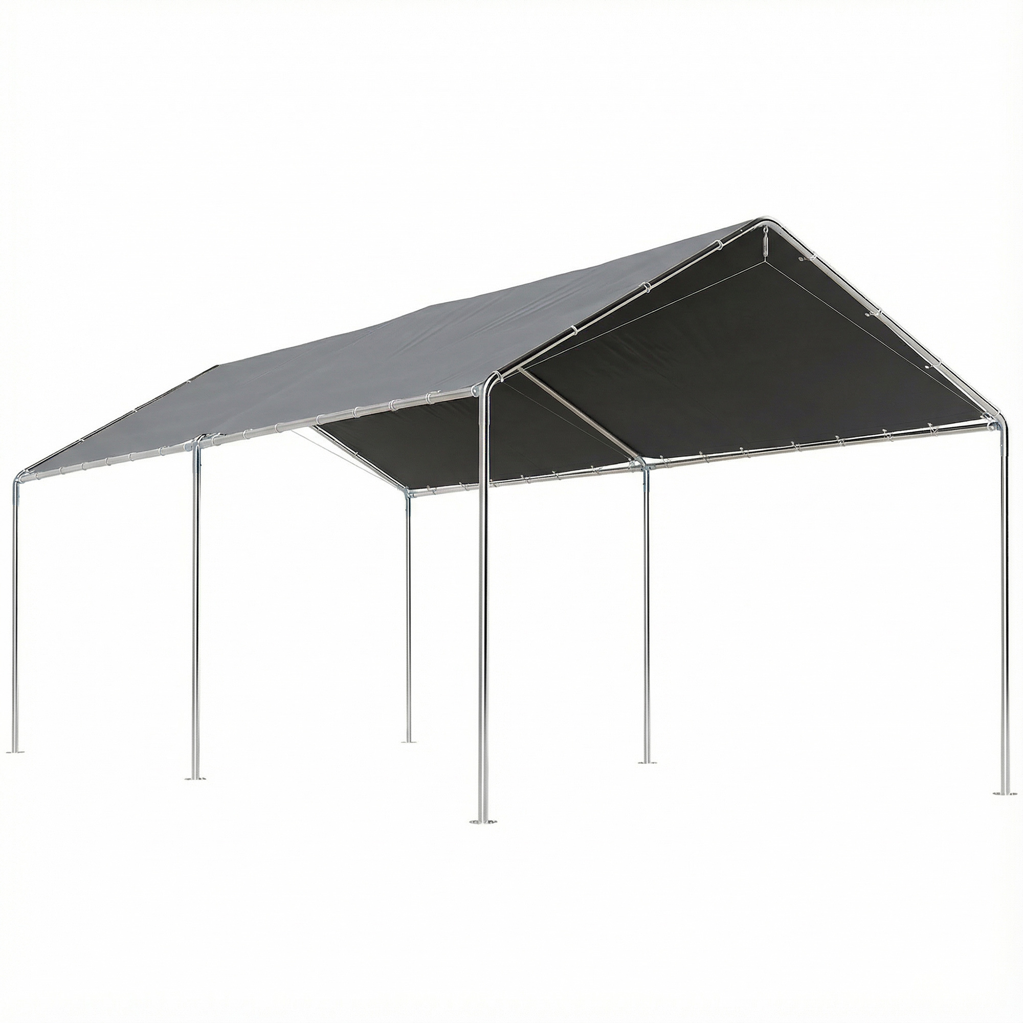 Outsunny 9.6' x 19.5' Carport Heavy Duty Galvanized Car Canopy w/ Included Anchor Kit, 3 Reinforced Steel Cables, Gray