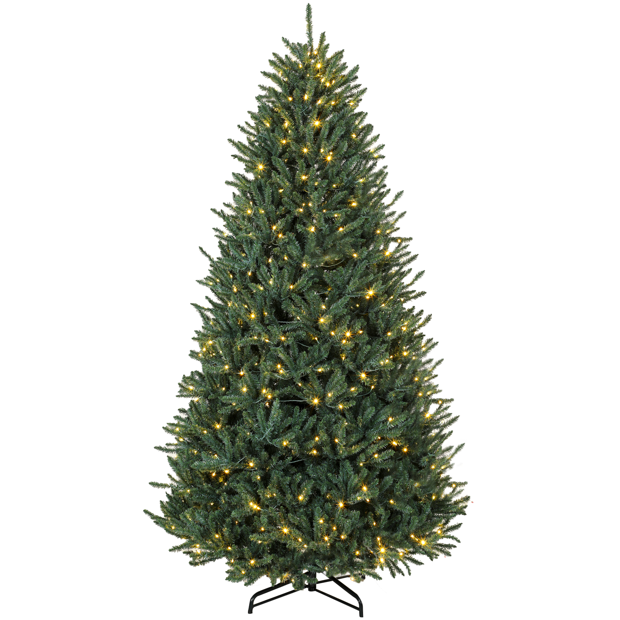 HOMCOM 9ft Prelit Christmas Tree, Colorado Blue Spruce, Easy Plug, Hinged Xmas Tree with Warm White & Multi-Color LED Lights
