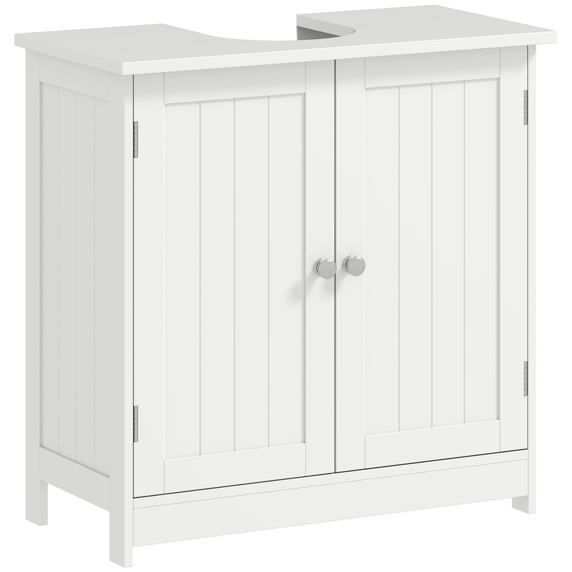 HOMCOM 24" Under Sink Storage Cabinet with 2 Doors and Shelves, Pedestal Sink Bathroom Vanity Furniture, White
