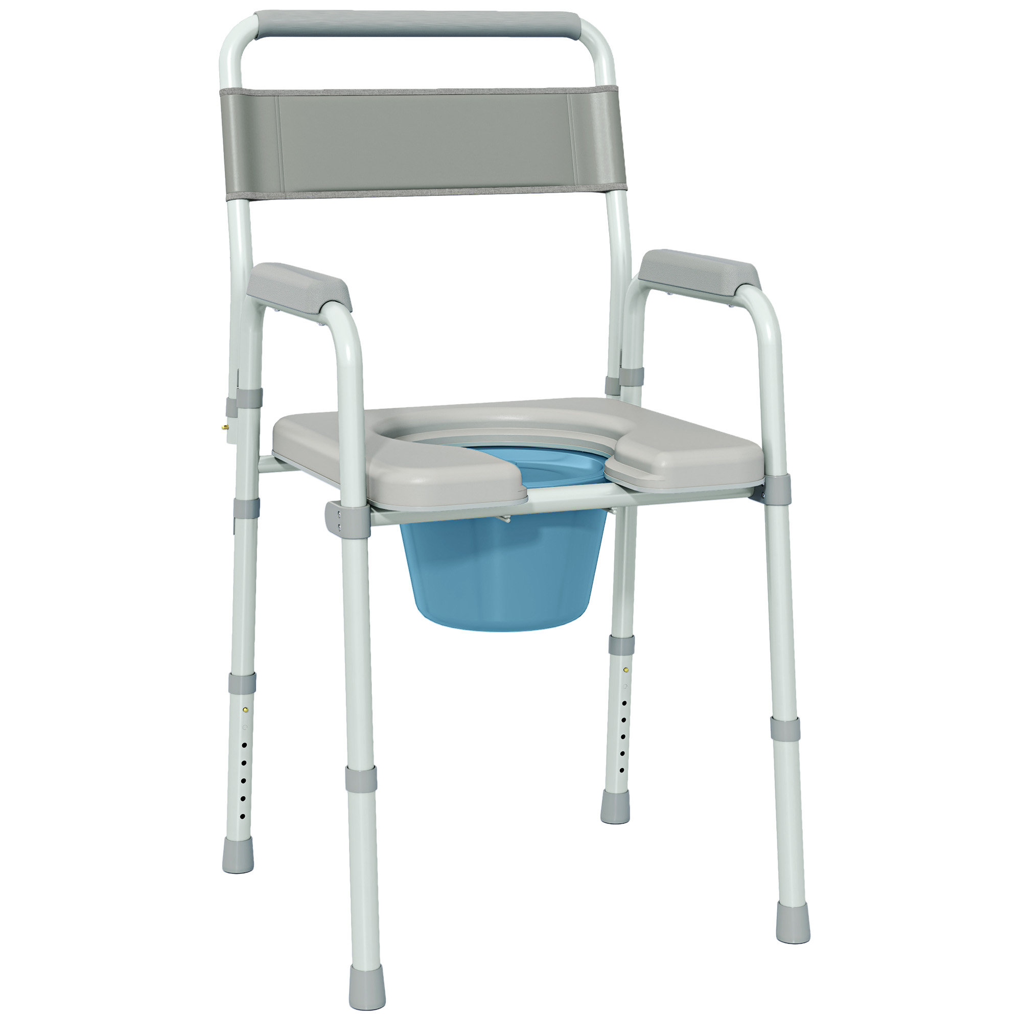 HOMCOM Bedside Commode Chair for Seniors, Adults, Handicap, Raised Toilet Seat with Arm, Adjustable Height, 331 lbs, Gray