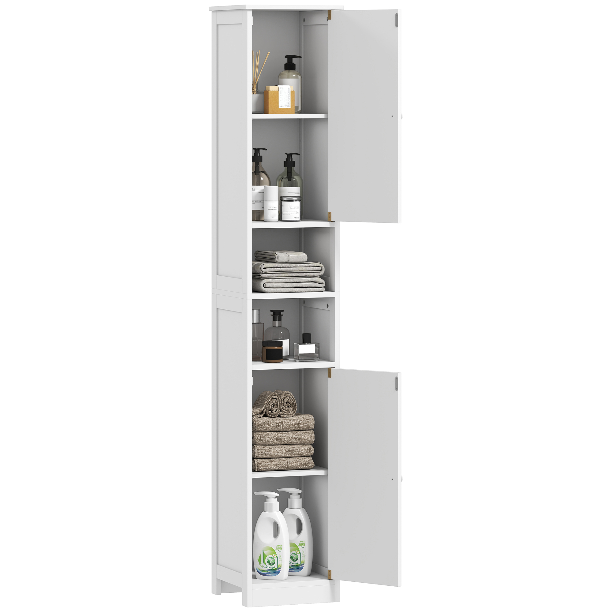 HOMCOM Narrow Tall Bathroom Storage Cabinet, 70" Slim Freestanding Bathroom Cabinet with Adjustable Shelves, Open Shelves