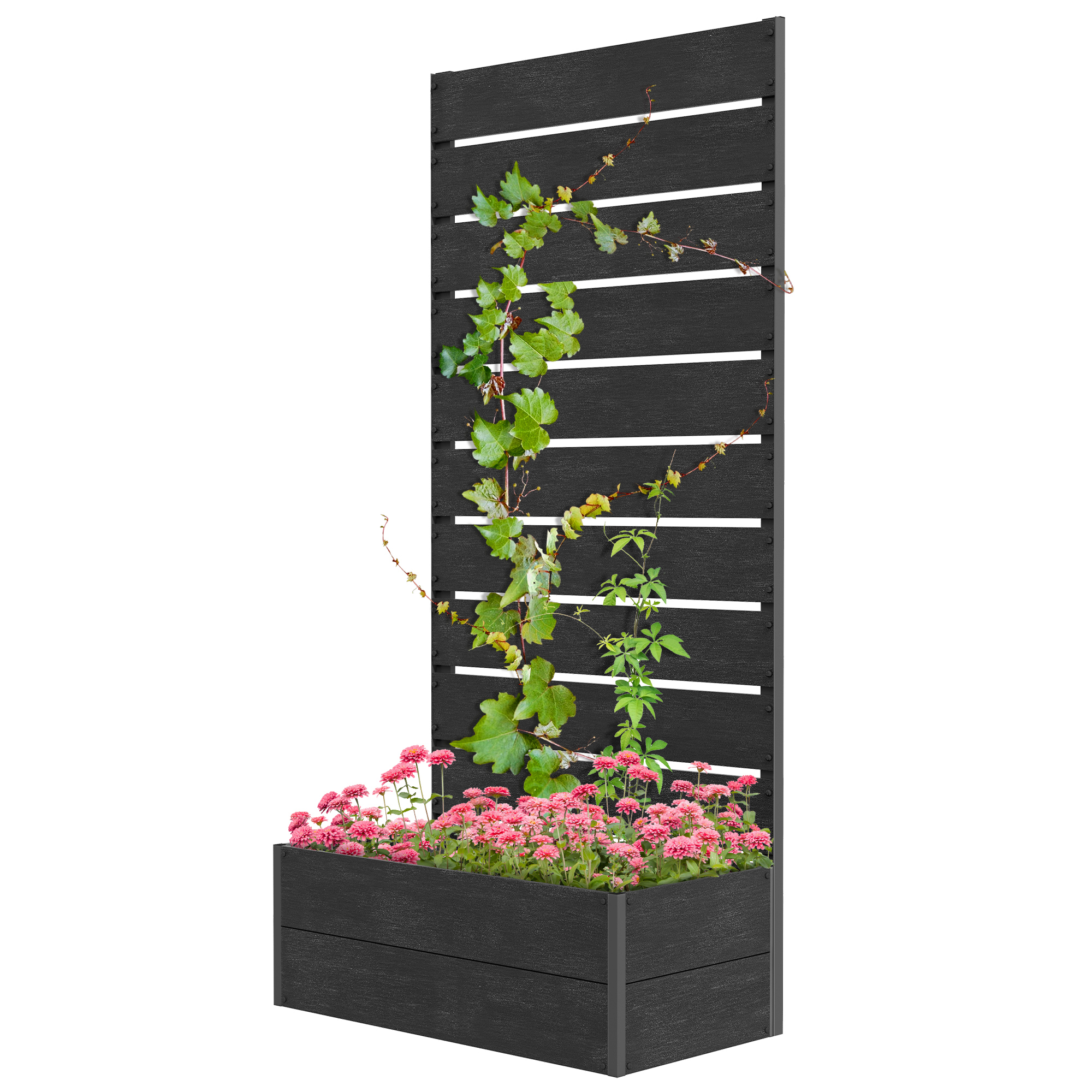 Outsunny Trellis Planter for Climbing Plants, Raised Garden Bed with Trellis, Planter Box for Outdoor, 28.25" x 15" x 59", Black