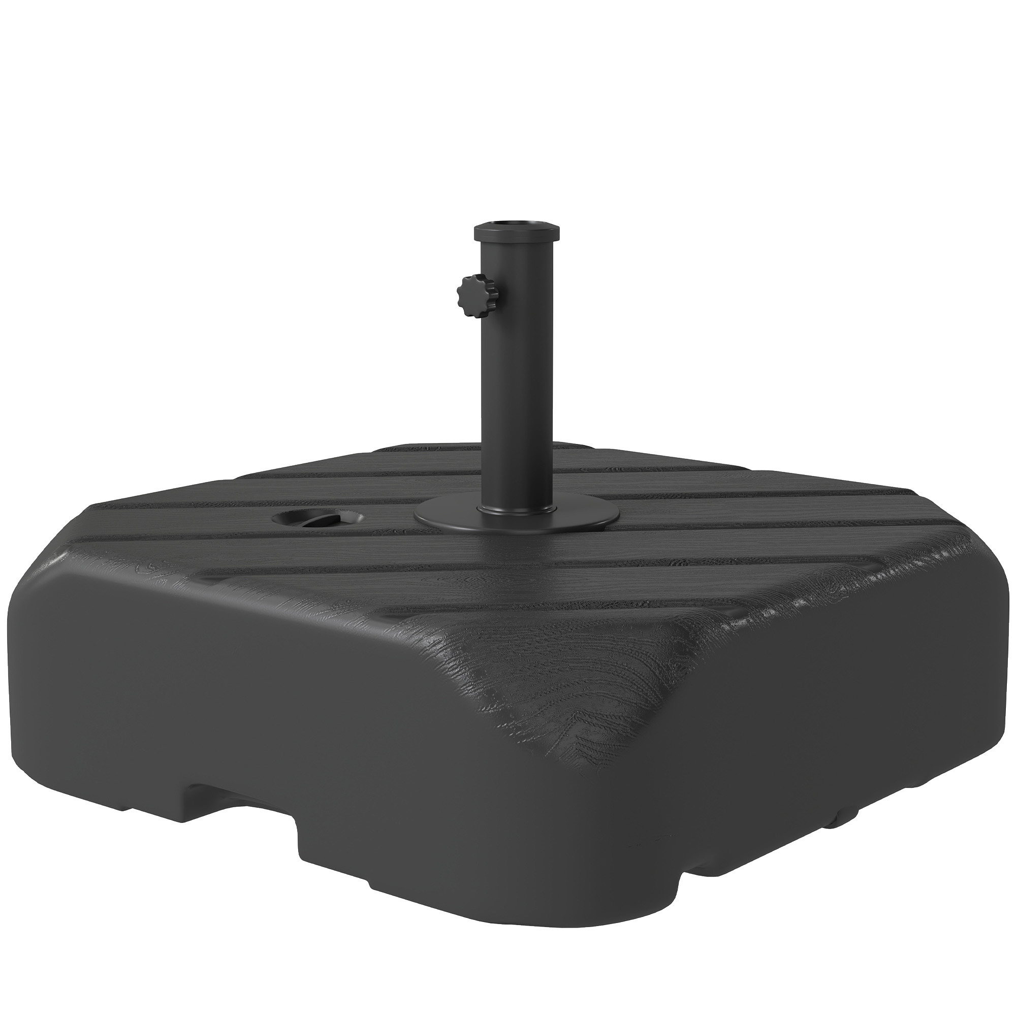 Outsunny Patio Umbrella Base with Wheels, Telescopic Handle, 158 lb Sand or 99 lb Water Filled Umbrella Stand, Black