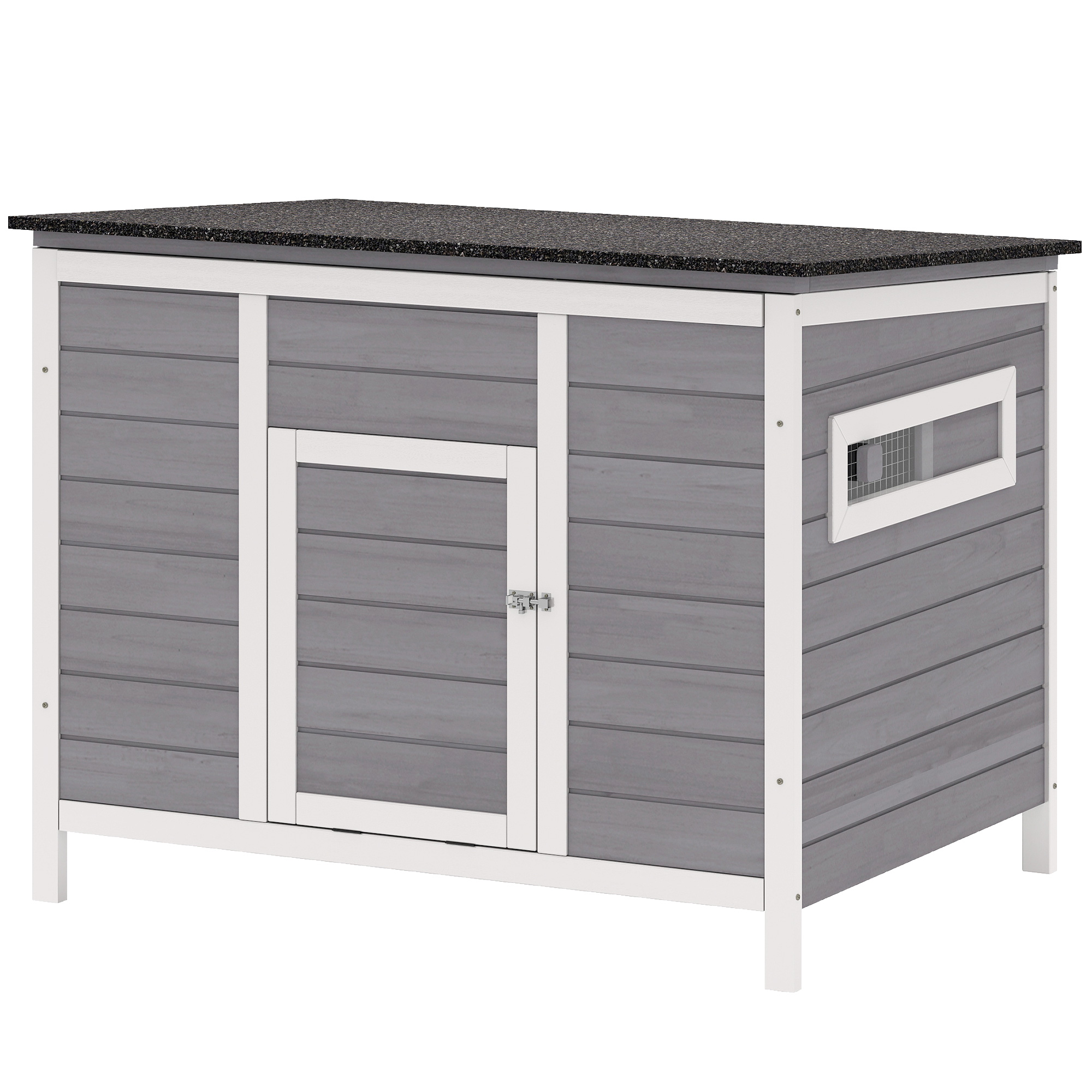 PawHut Duck Coop, Wooden Duck House Rabbit Hutch with Openable Roof, Removable Base, Elevated Legs, Ramp, Ventilated Windows