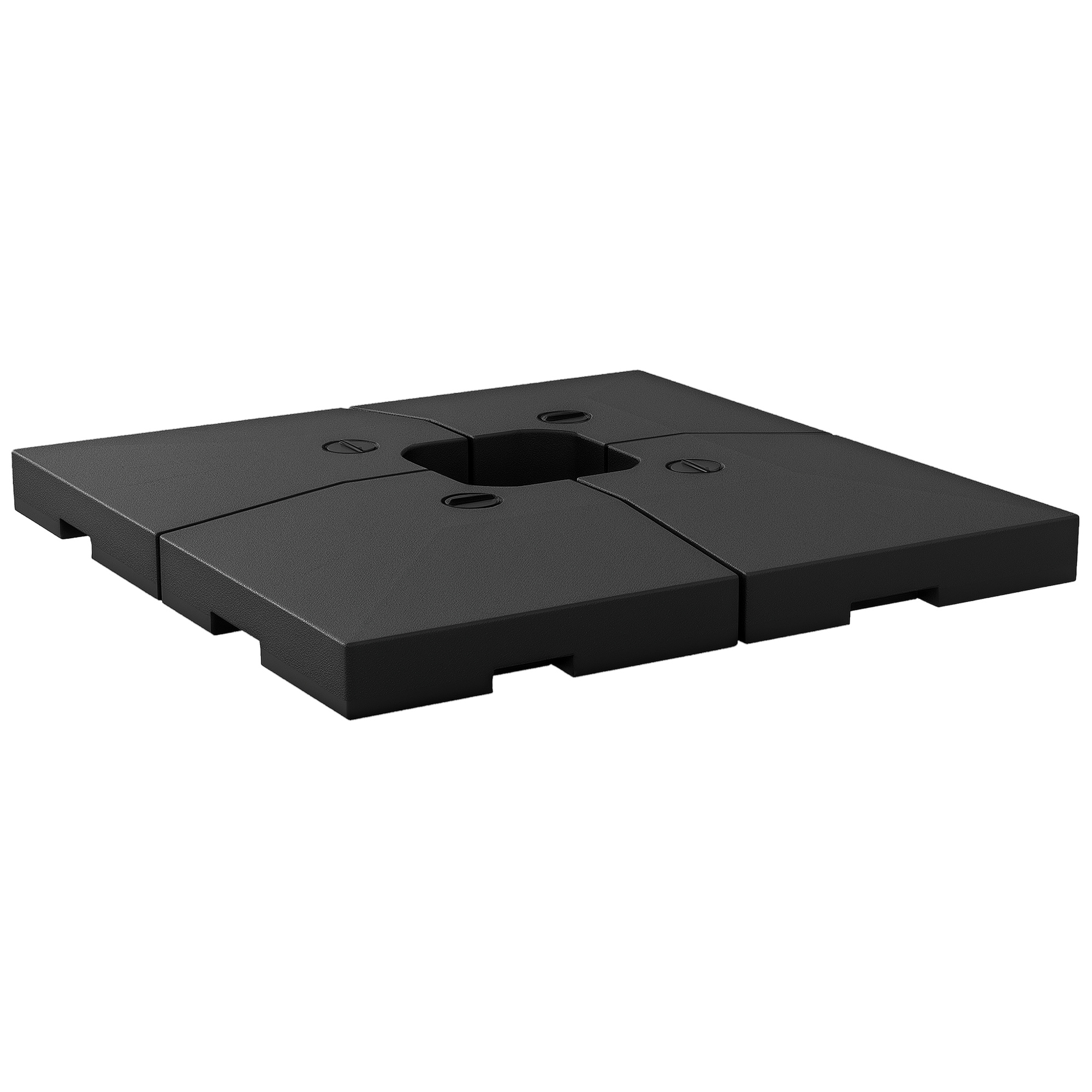 Outsunny 4 Pieces Cantilever Patio Umbrella Base, Outdoor Offset Umbrella Weights, 176 lbs Capacity Water or 264 lbs Capacity Sand Plates Set, Black