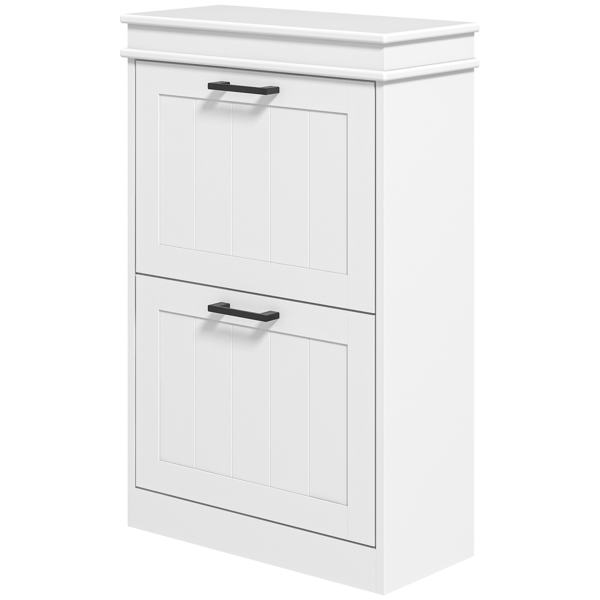 HOMCOM Modern Shoe Storage Cabinet with 2 Flip Drawers for 10 Pairs, Narrow Shoe Organizer for Entryway, Hallway, White