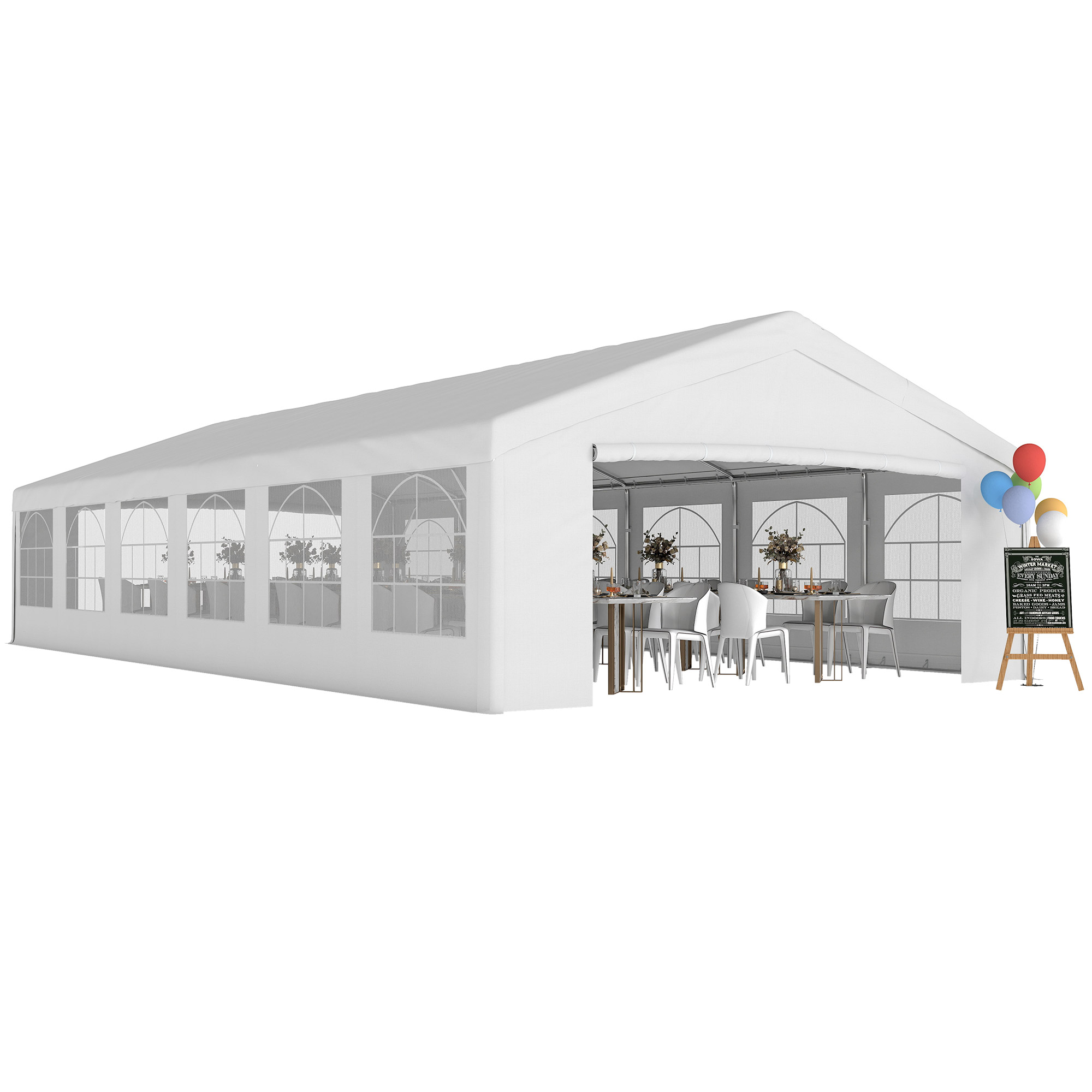 Outsunny 20 x 40 ft Heavy Duty Party Tent Outdoor Gazebo Wedding Tent Event Shelter Carport BBQ with Removable Sidewalls & Windows, Outside Waterproof