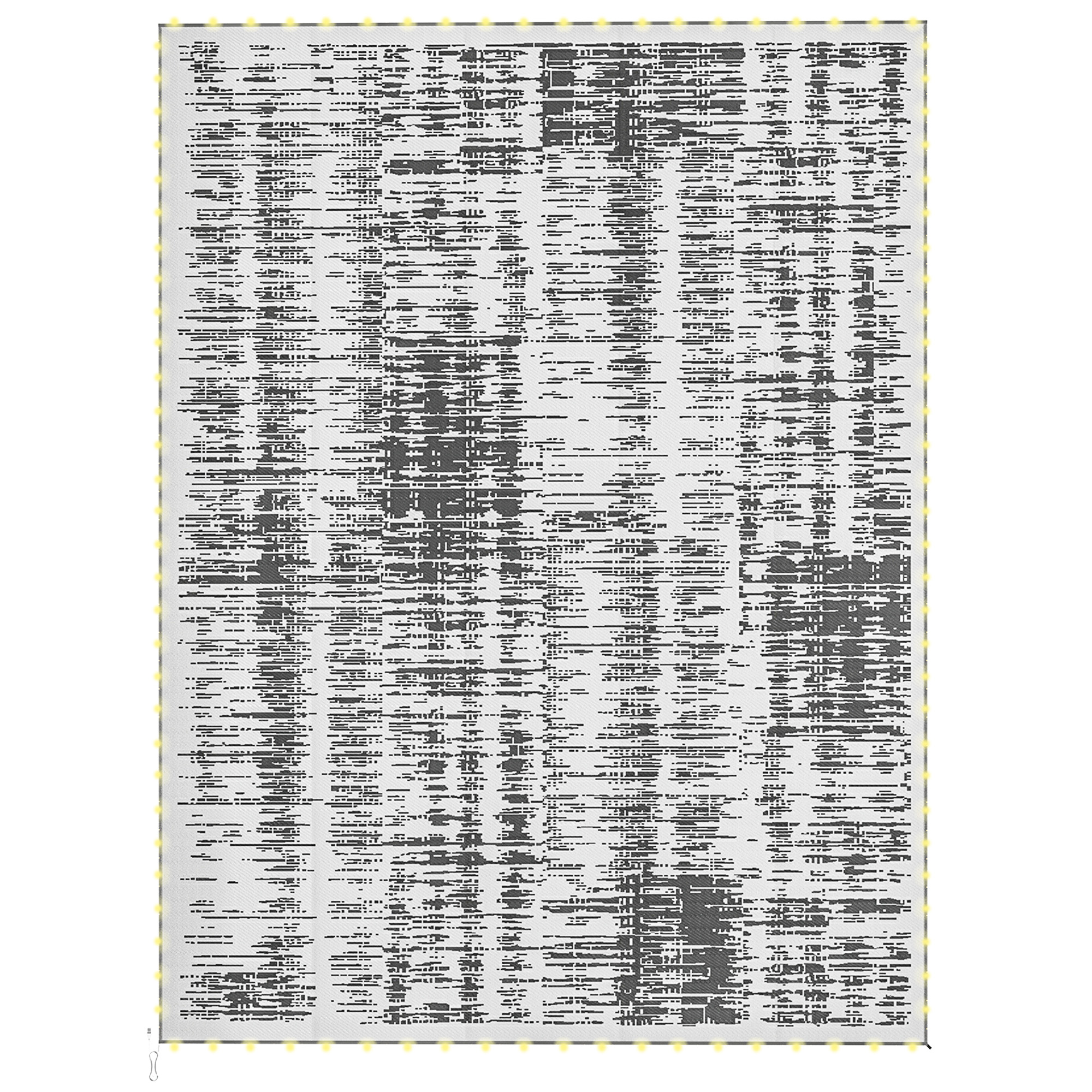 Outsunny Reversible Outdoor Rug Carpet with LED Lights, Carry Bag & Ground Stakes for Backyard, Deck, Picnic, Beach, 12' x 9'
