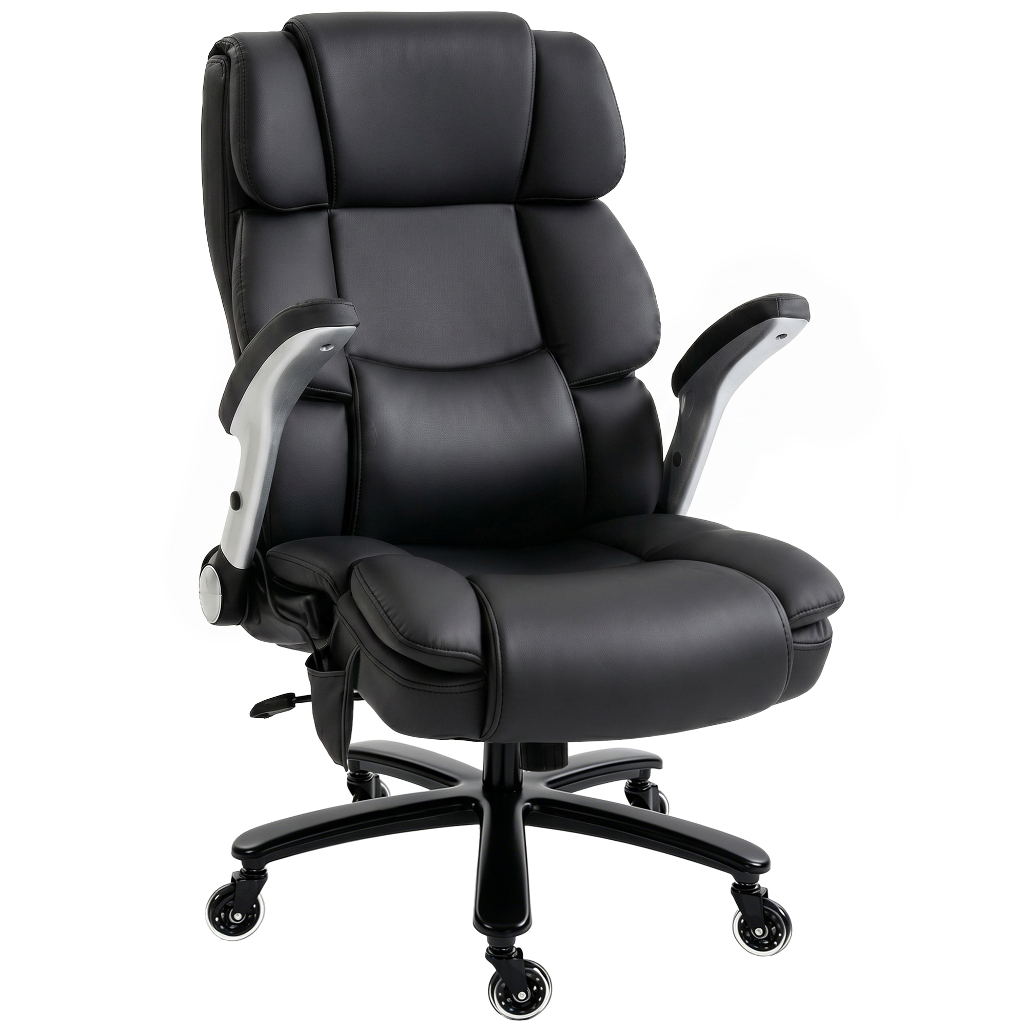 HOMCOM Ergonomic Office Chair with Inflatable Adjustable Lumbar Support, 400 Lbs Heavy Duty High Back Desk Chair, Black