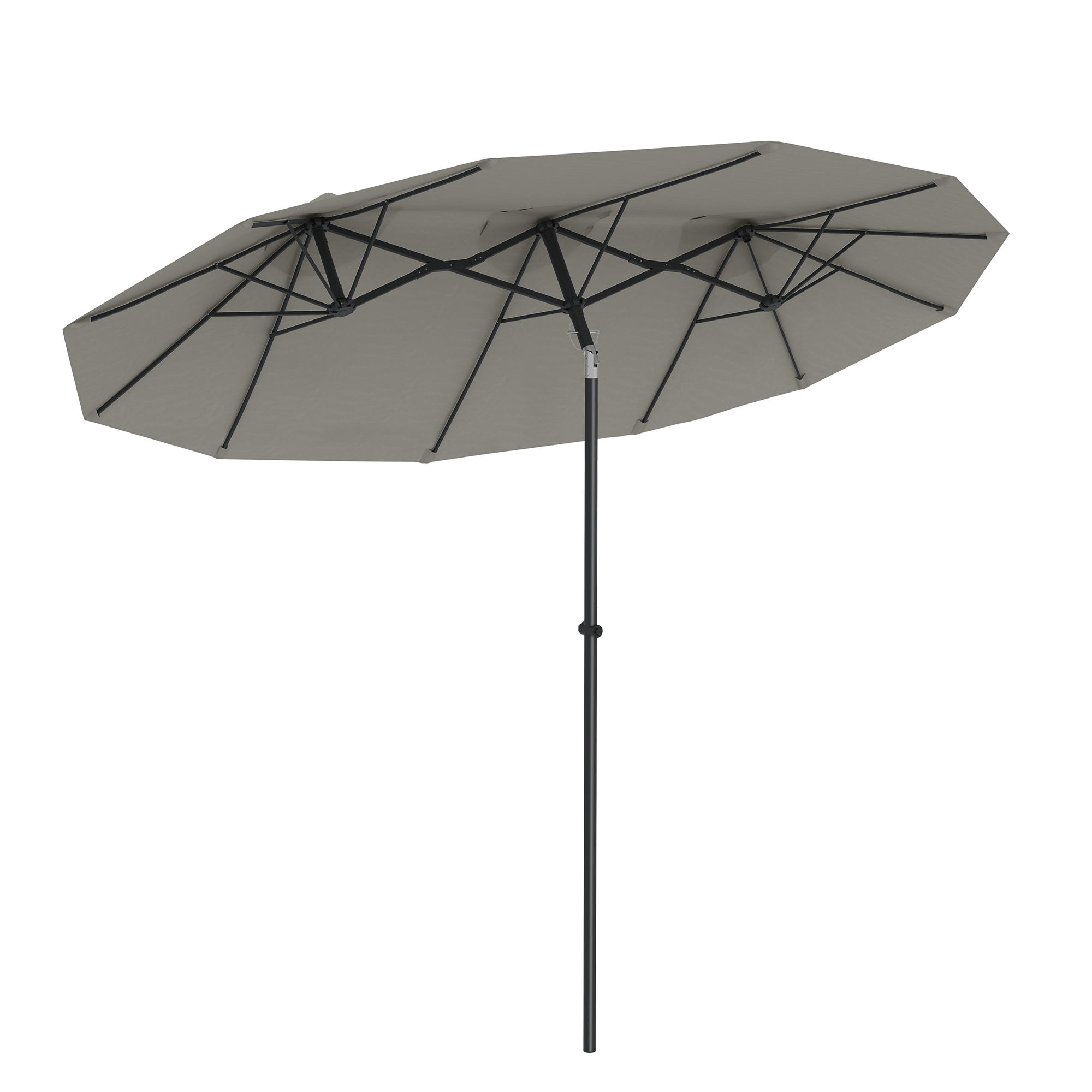 Outsunny Double Sided Patio Umbrella, 9.7' Large Outdoor Market Umbrella with Push Button Tilt and Crank, 3 Air Vents and 12 Ribs, for Garden, Deck, P