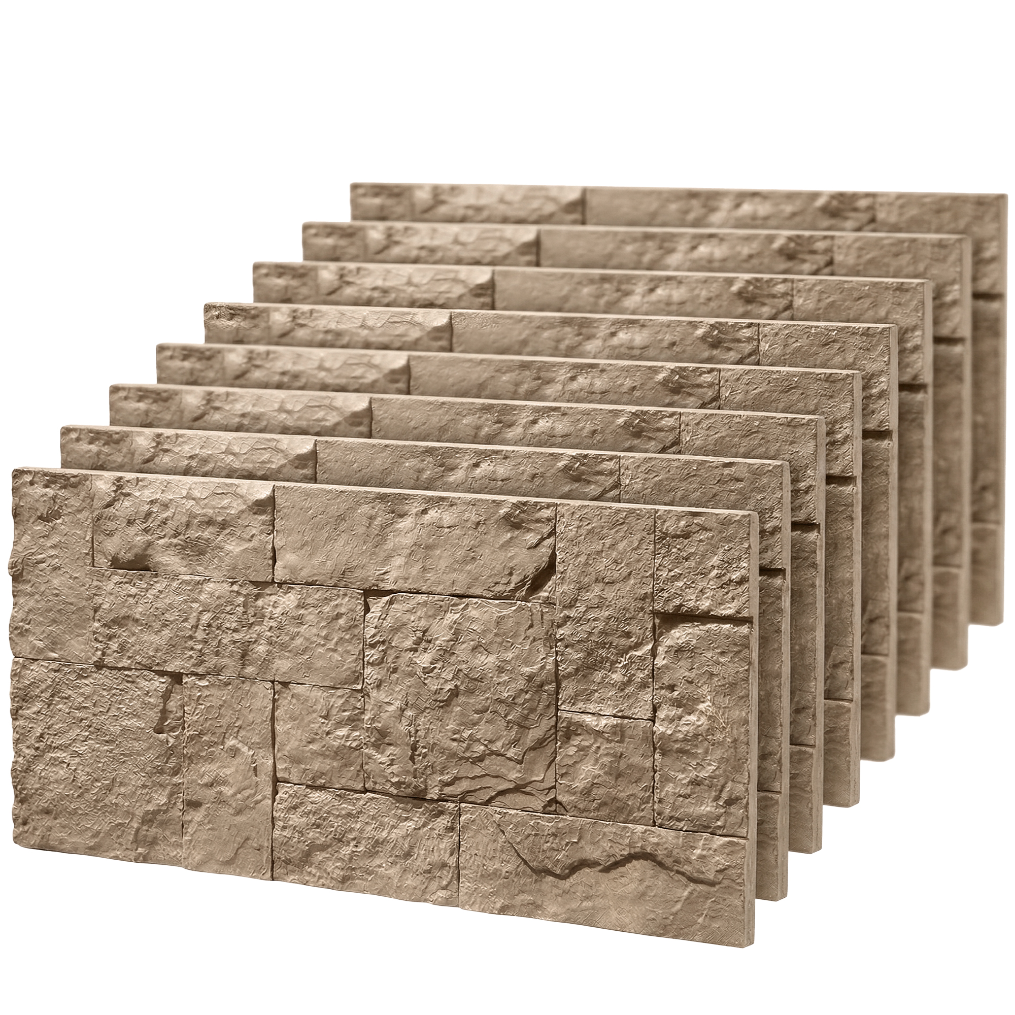HOMCOM 8-Pack 3D Faux Stone Wall Panels, Lightweight Polyurethane Panels for Interior and Exterior Accent Walls, Beige