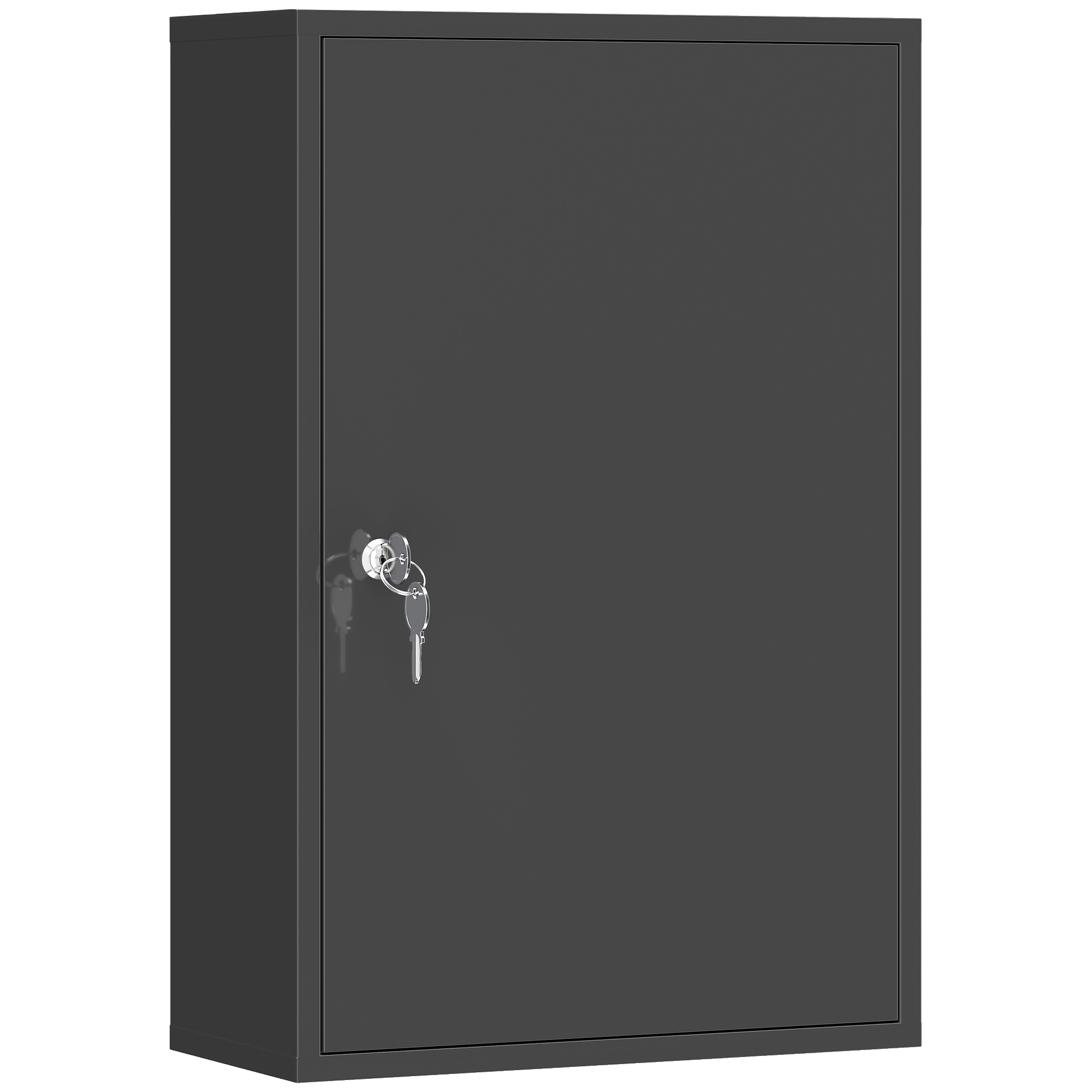 kleankin Wall Mount Medical Cabinet, Bathroom Cabinet with 3 Tier Shelves, 2 Keys, 15.7" x 7.1" x 23.6", Black