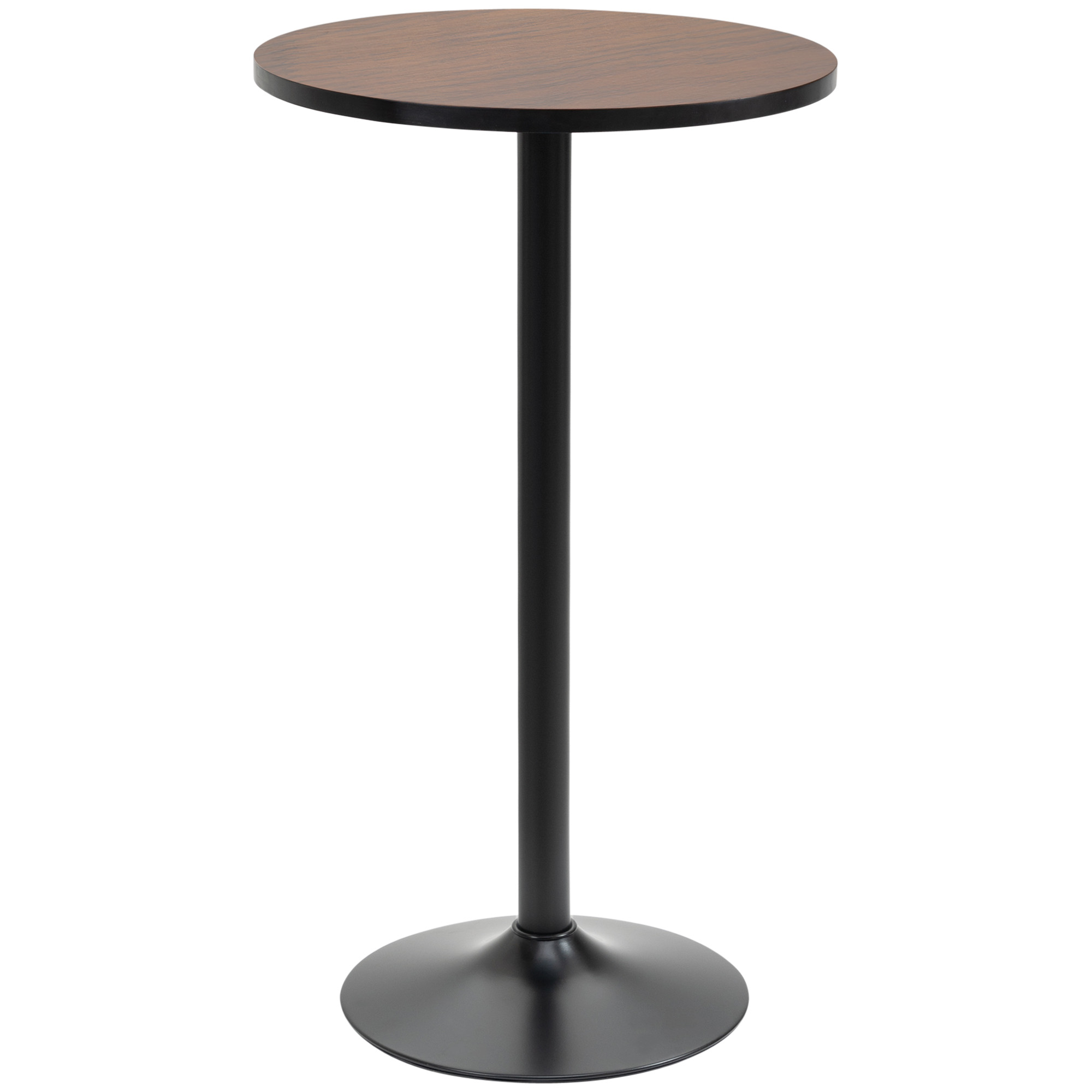 HOMCOM 41" H Bar Height Round Bar Table, Rustic Industrial Pub Table, Elm Wood Top Bistro Table with Metal Base