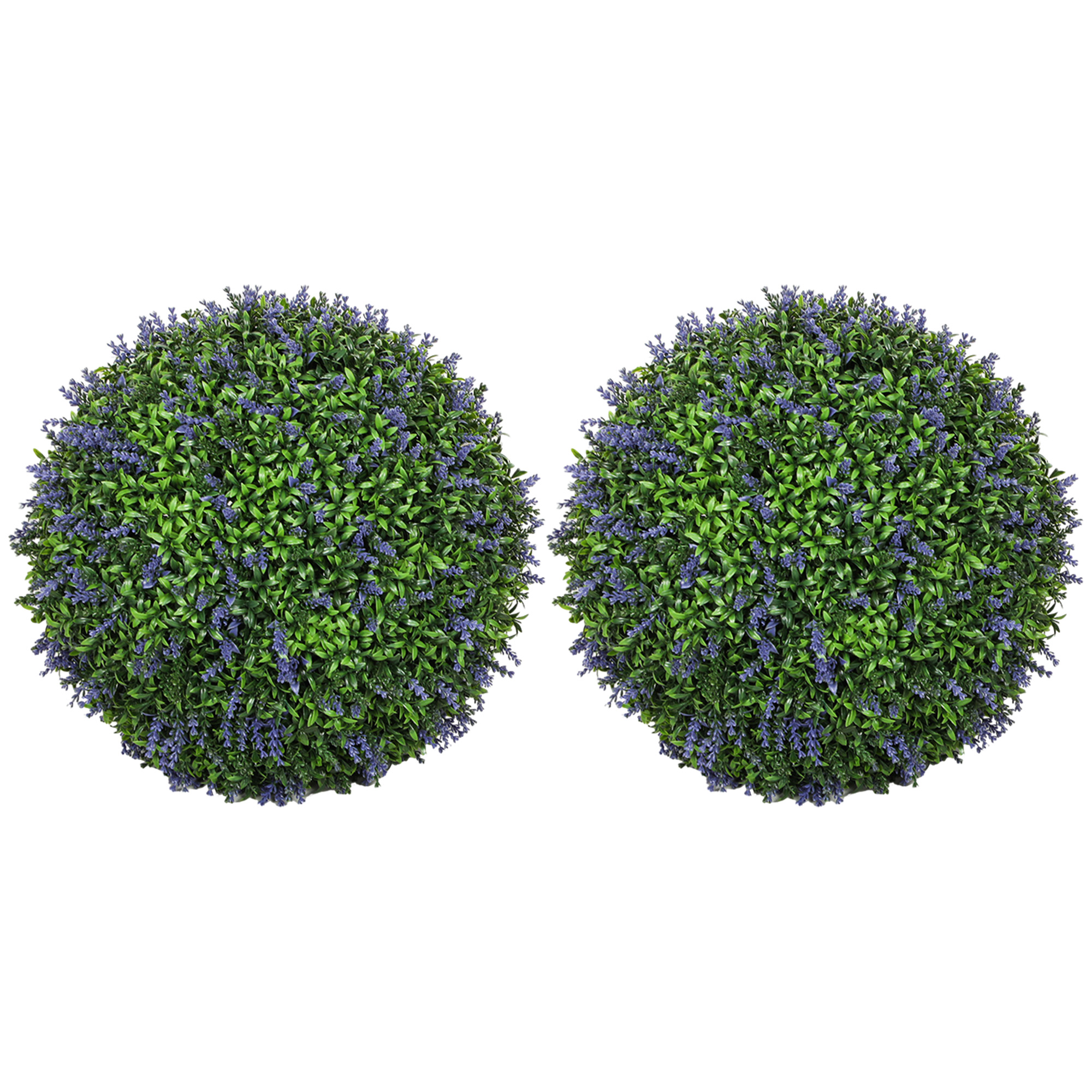 HOMCOM 2 Pack Artificial Plant Lavender Topiary Balls, 16.5 Inch