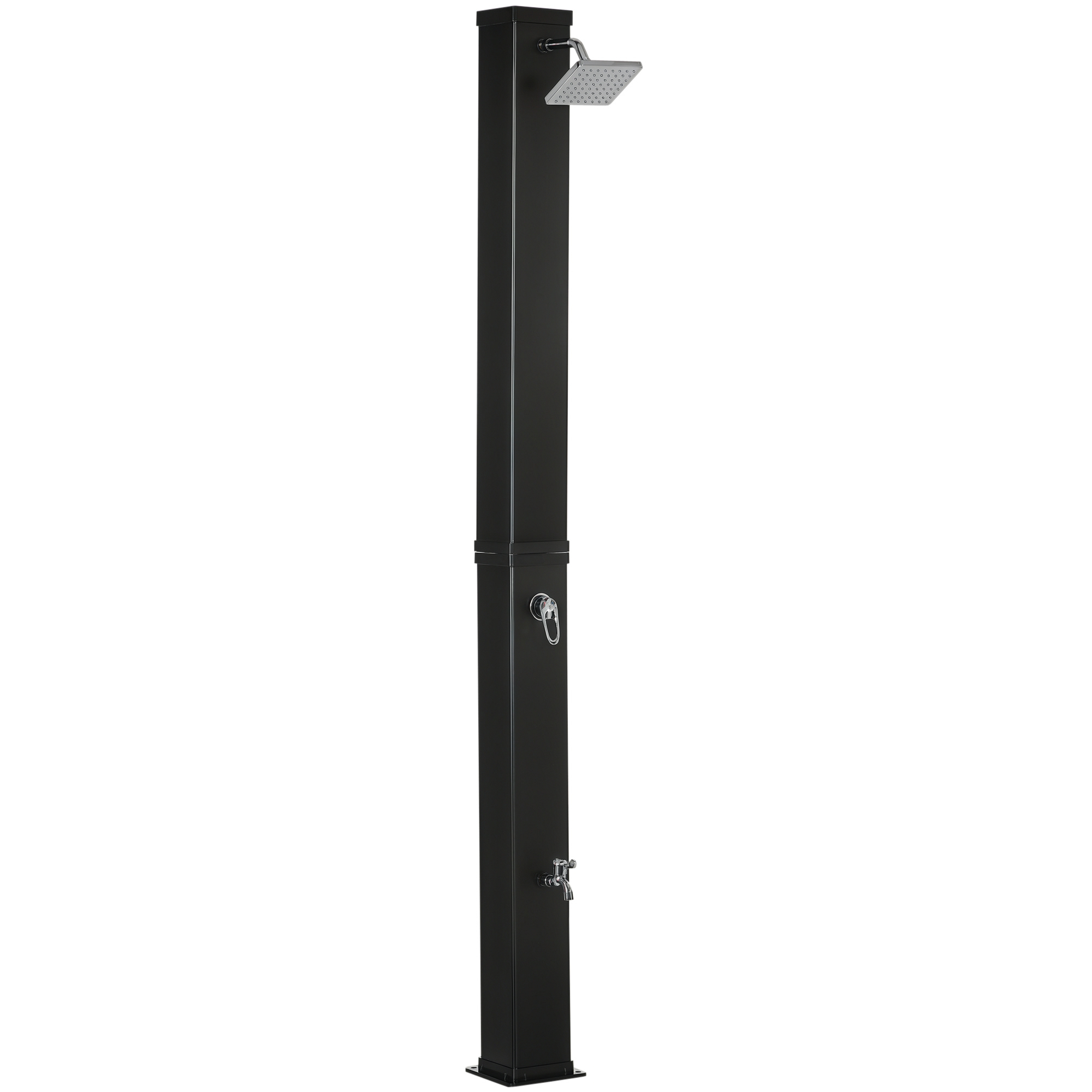 Outsunny 10.6 Gallons Solar Heated Shower with Free-Rotating Shower Head, Temperature Adjustment & Foot Shower, 2-Section Outdoor Shower for Backyard