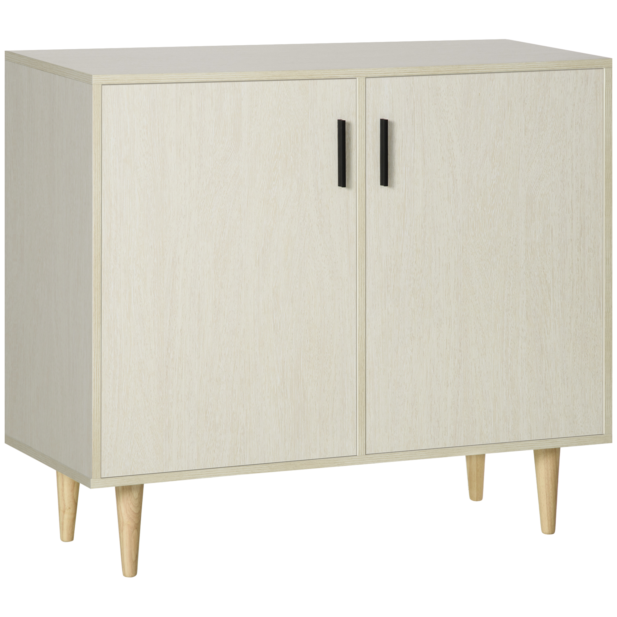 HOMCOM Sideboard Buffet Cabinet with Double Doors, Adjustable Shelves and Wood Legs for Living Room, Natural