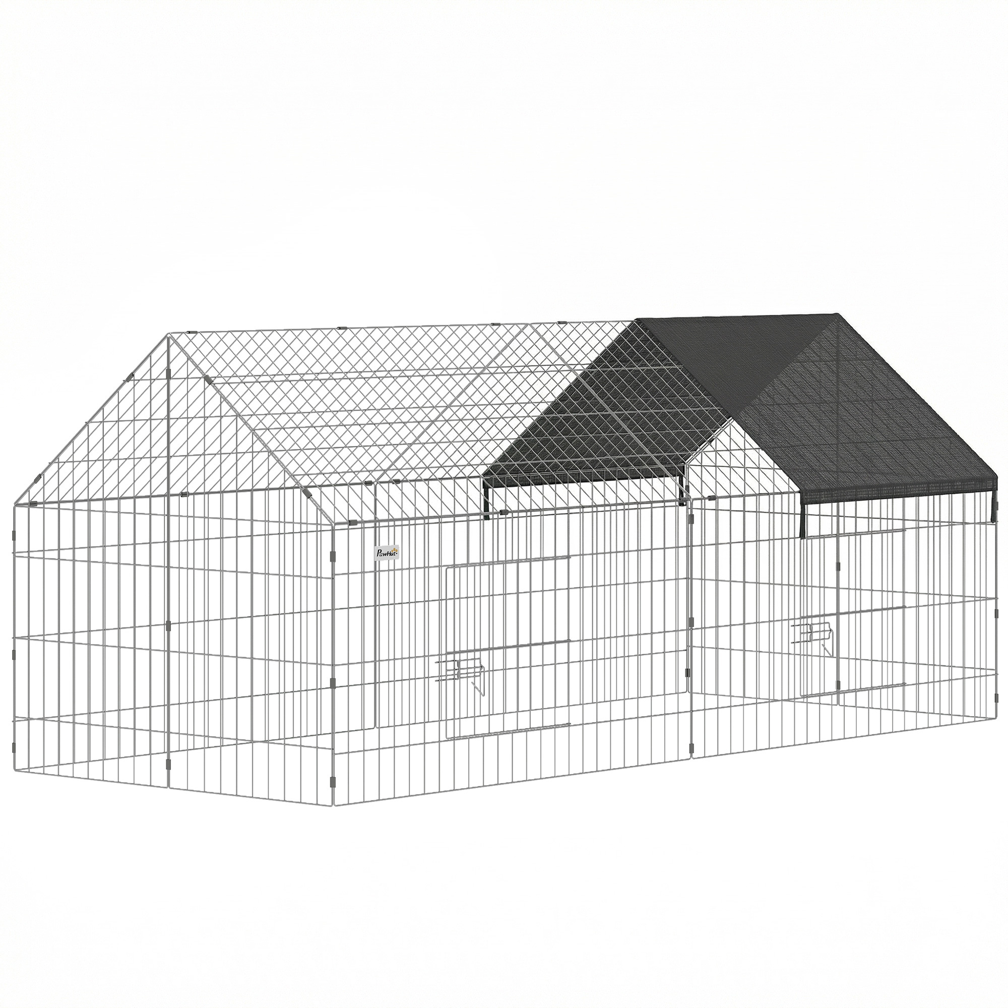 PawHut Metal Chicken Coop with Cover for Backyard Small Animals Duck Rabbit, 71" x 29.5" x 29.5", Black