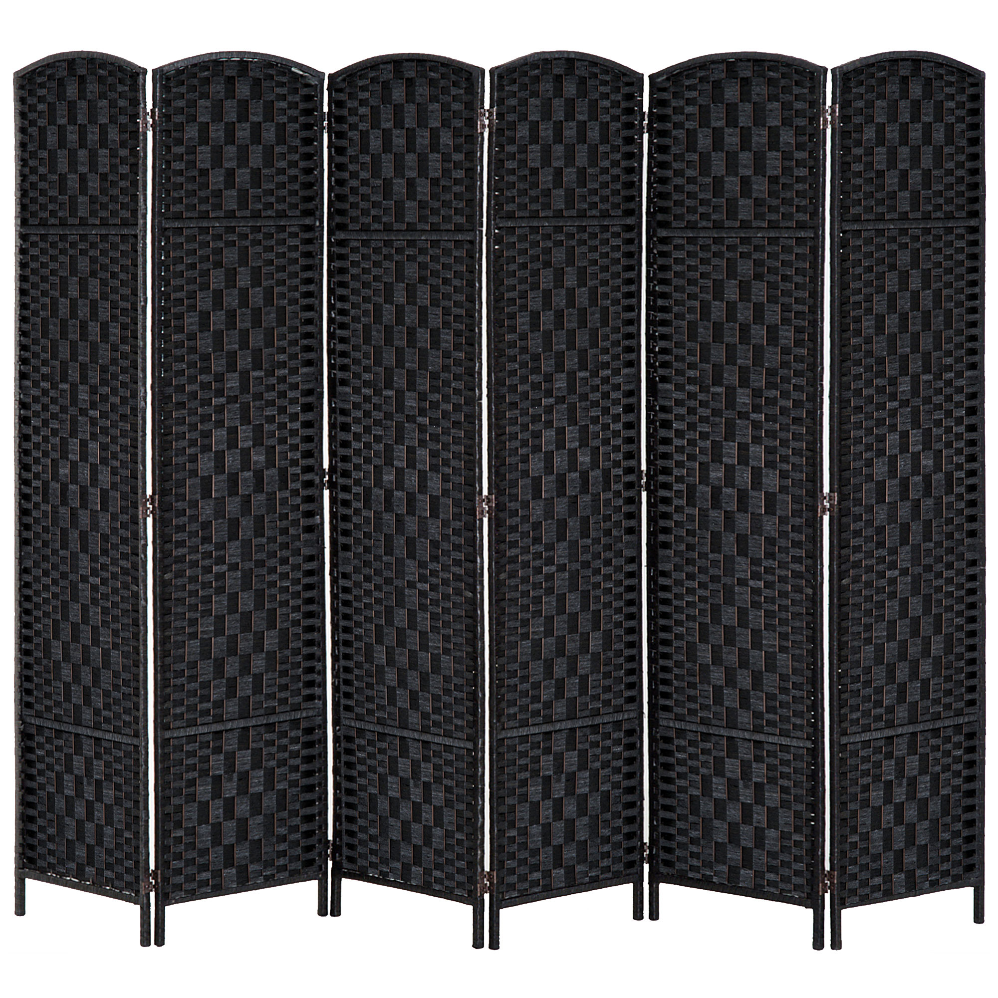 HOMCOM Room Divider 6 Panel, 6FT Tall Folding Privacy Screen, Freestanding Hand-Woven Partition for Room Separation with 360° Hinges, Paper Rope Diamo
