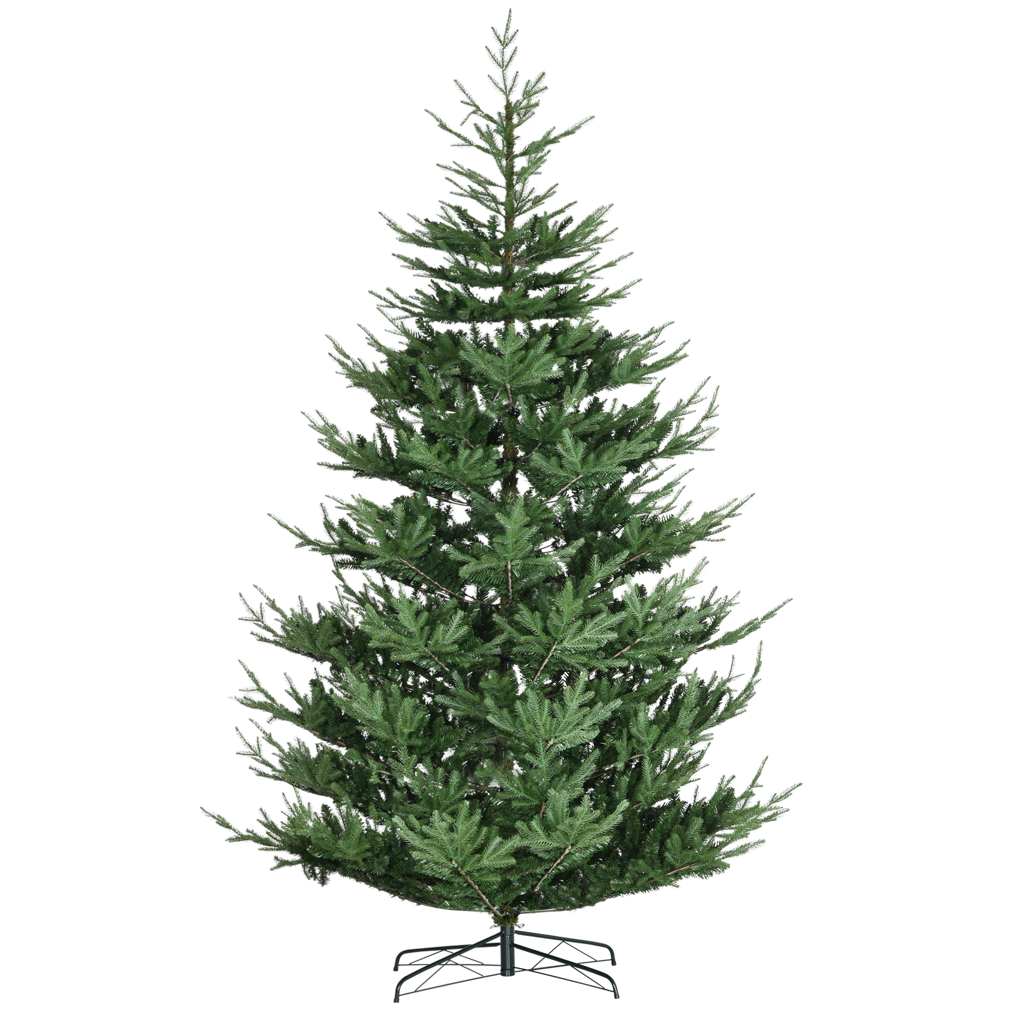HOMCOM 9 Foot Artificial Christmas Tree, Nordic Pine Hinged Xmas Tree with 1939 Realistic Branches, Wide Steel Base, Auto Open, Green