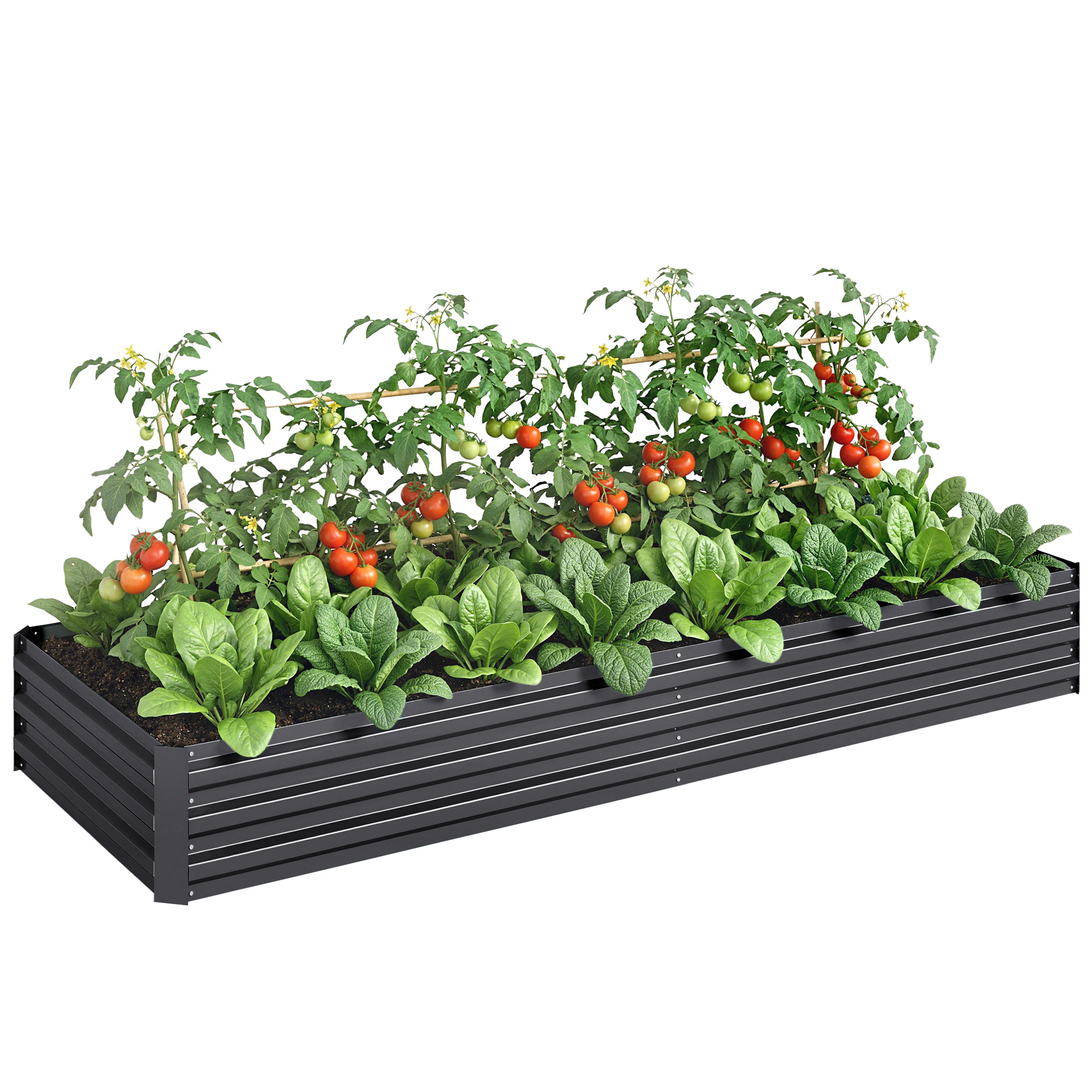 Outsunny 95" x 36" x 12" Galvanized Raised Garden Bed, Easy DIY and Cleaning for Growing Flowers, Herbs, Succulents, Gray
