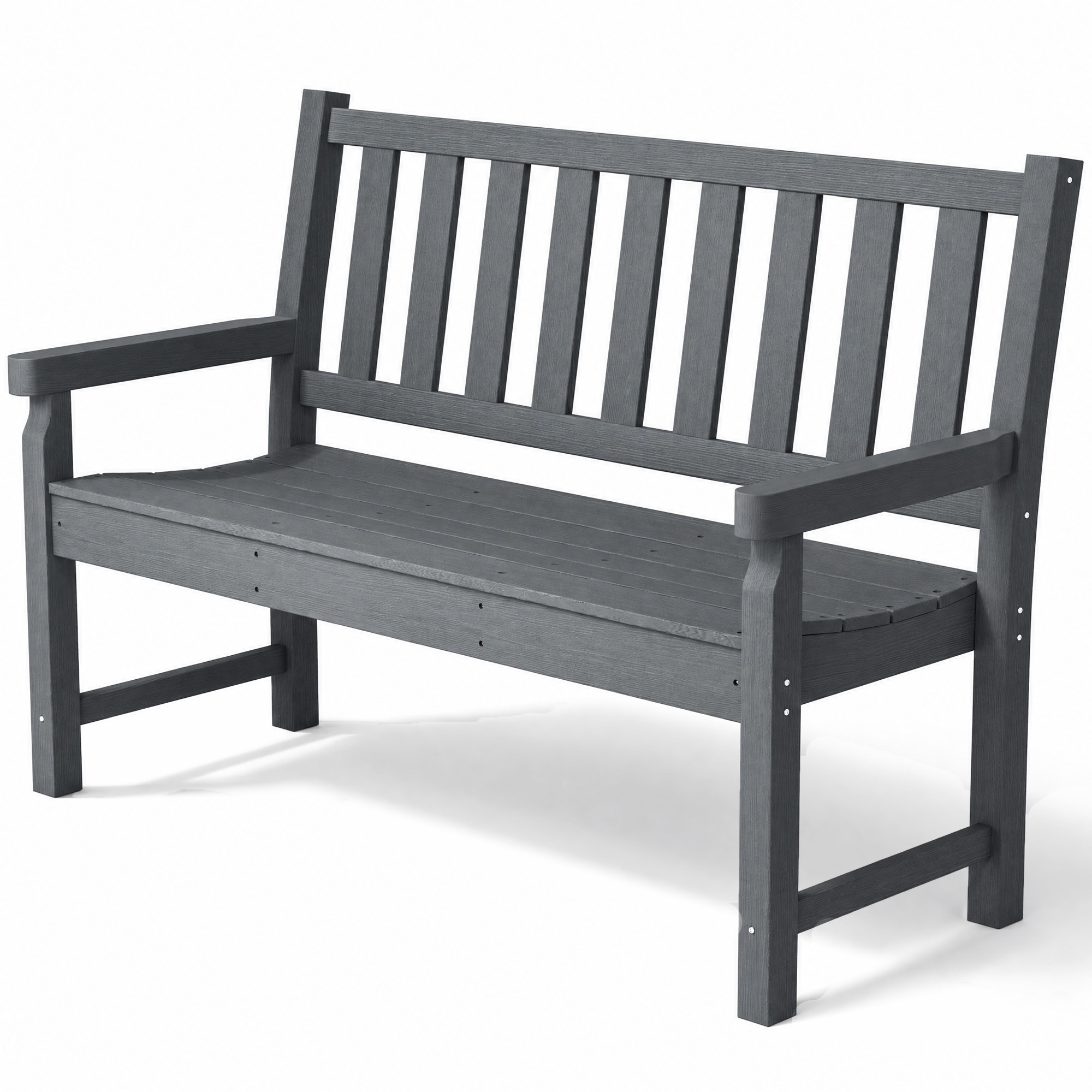 Outsunny 2-Person Garden Bench, HDPE Outdoor Bench with 530 lbs Capacity, Curved Seat for Backyard, Park, Porch, Lawn, Gray
