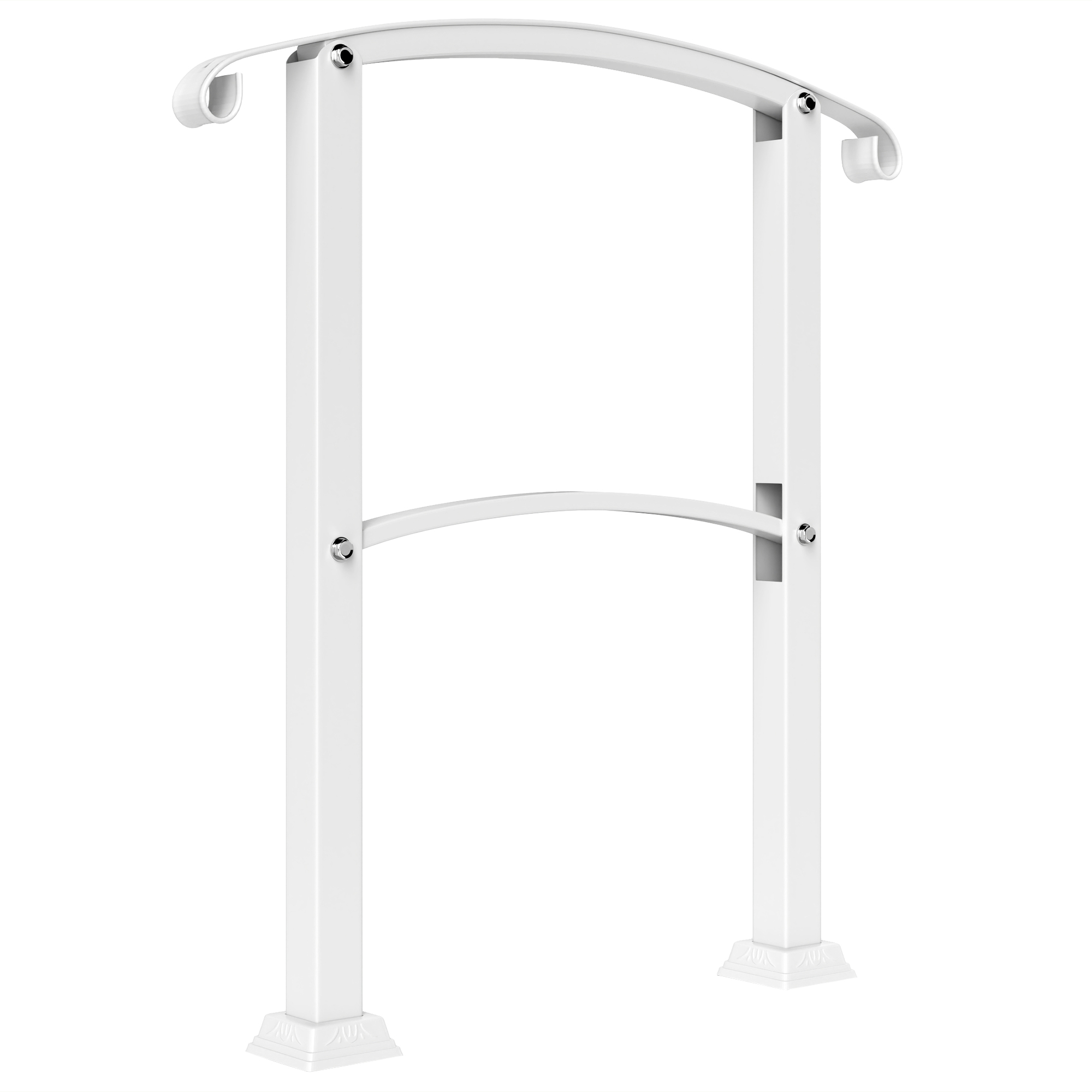 Outsunny 1-3 Step Metal Handrails for Outdoor Steps, Porch Deck Stair Railing with Installation Kit for Concrete Steps, White