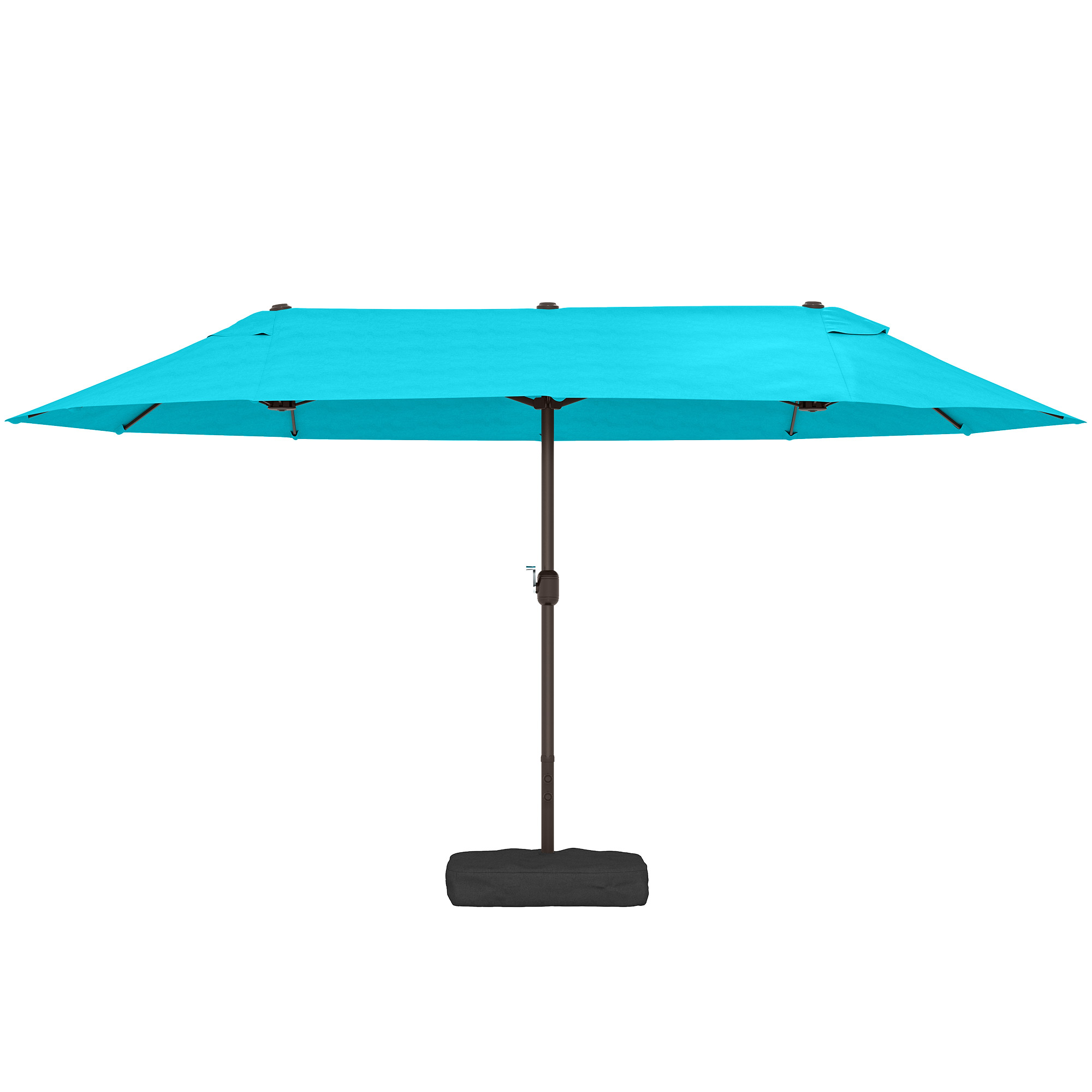 Outsunny Patio Umbrella, 15' Steel Rectangular Outdoor Double Sided Market Umbrella with Base, Sun Protection & Easy Crank, Blue