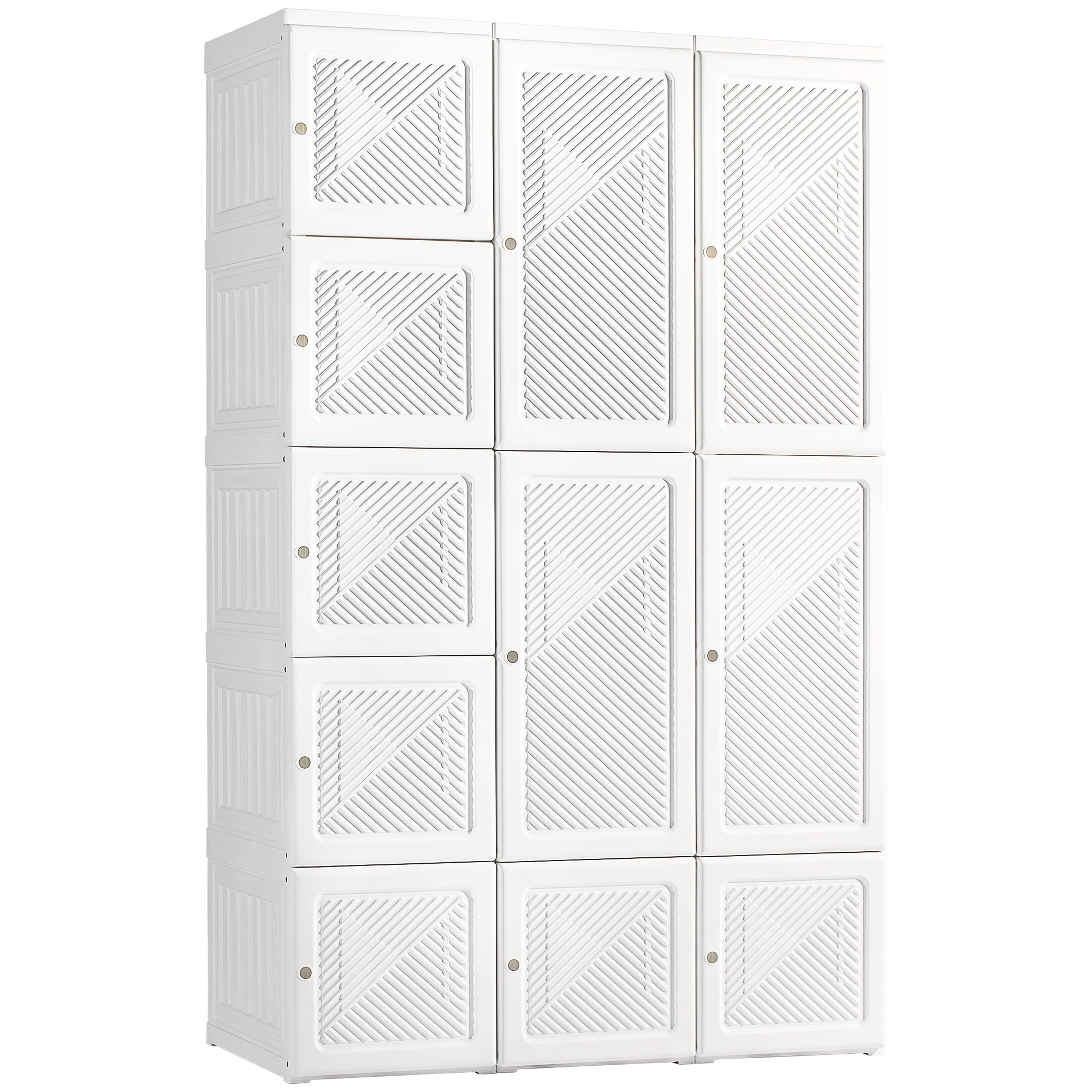HOMCOM Portable Wardrobe Closet, Folding Clothes Storage Organizer with 8 Cube Compartments, 2 Hanging Rods, White