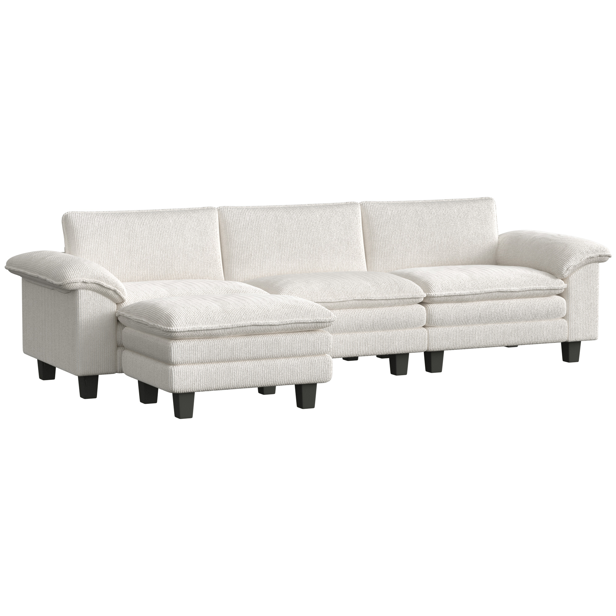 HOMCOM Sectional Sofa, L Shaped Couch with Deep Seat, Movable Ottoman and Pillow-top Armrests, Beige