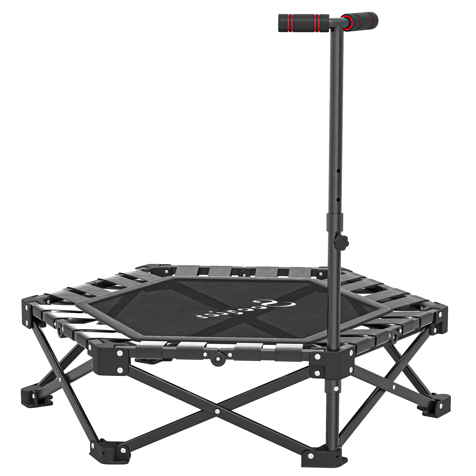 Soozier 42" Foldable Mini Trampoline, Rebounder Trampoline with Adjustable Foam Handle for Indoor Outdoor Workout for Adults