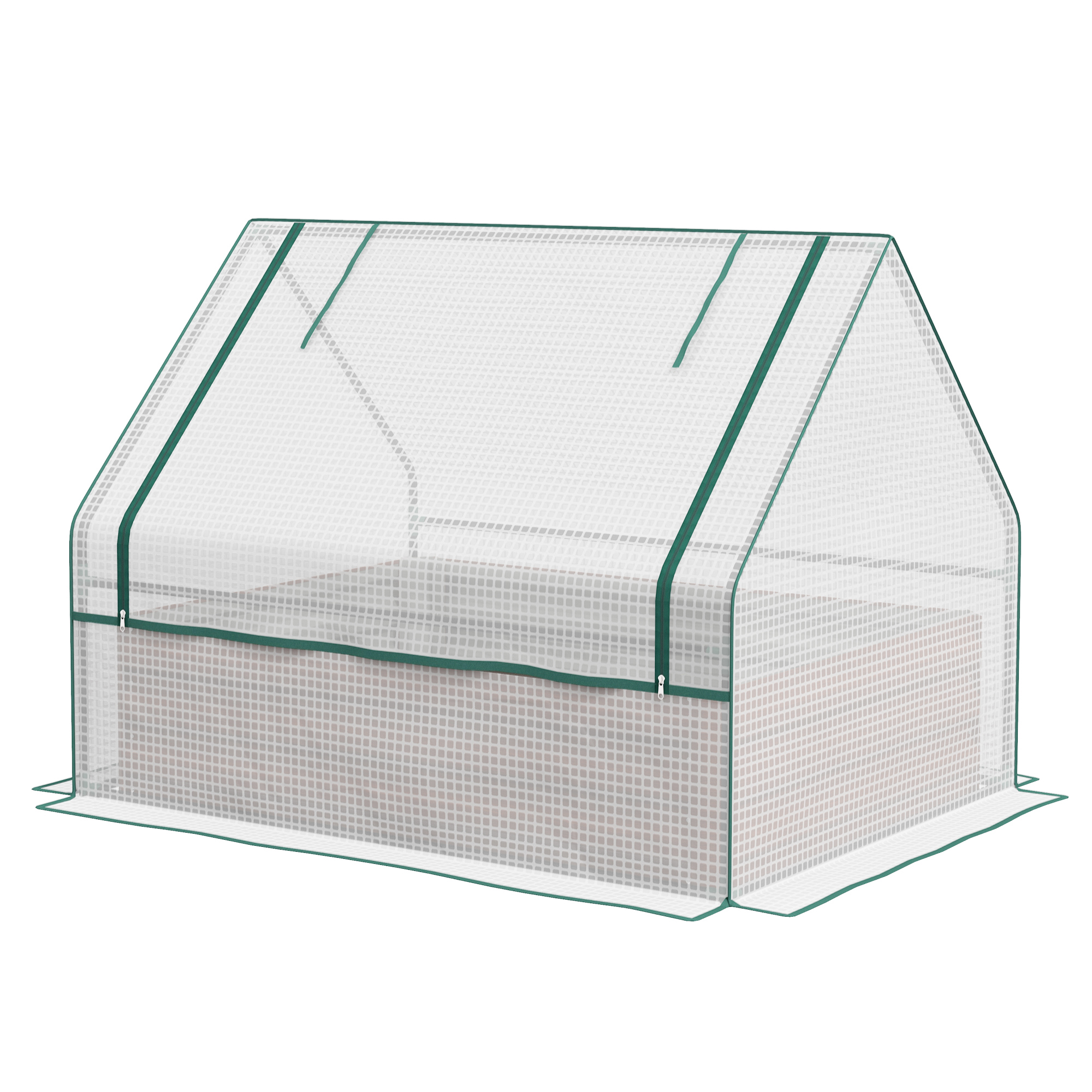 Outsunny Raised Garden Bed, Outdoor Metal Planter Box with Mini Greenhouse, White and Brown