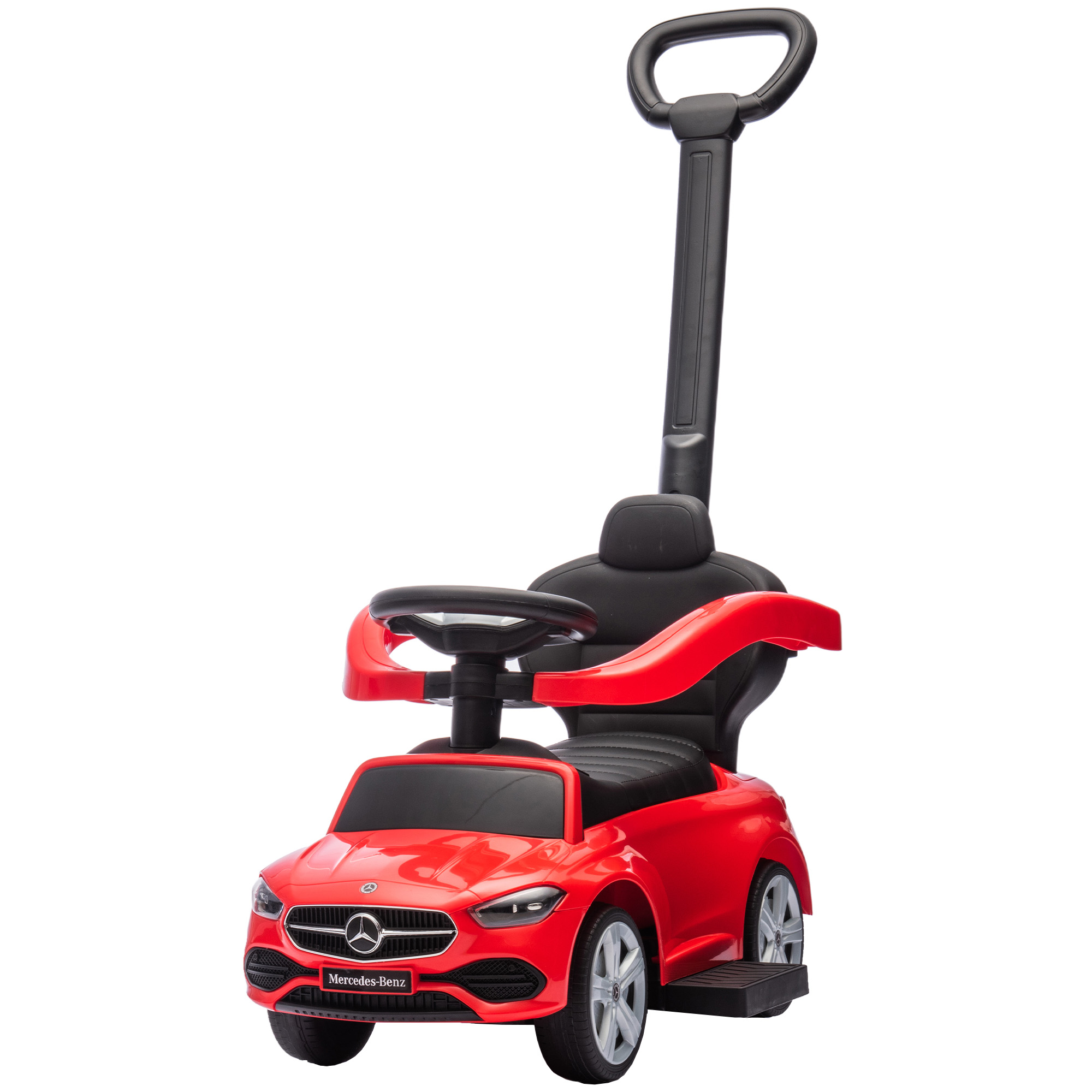 Qaba Mercedes-Benz C-Class Licensed Ride-On Push Car, Baby Stroller Walking Car with Parent Control Handle, Horn, Red