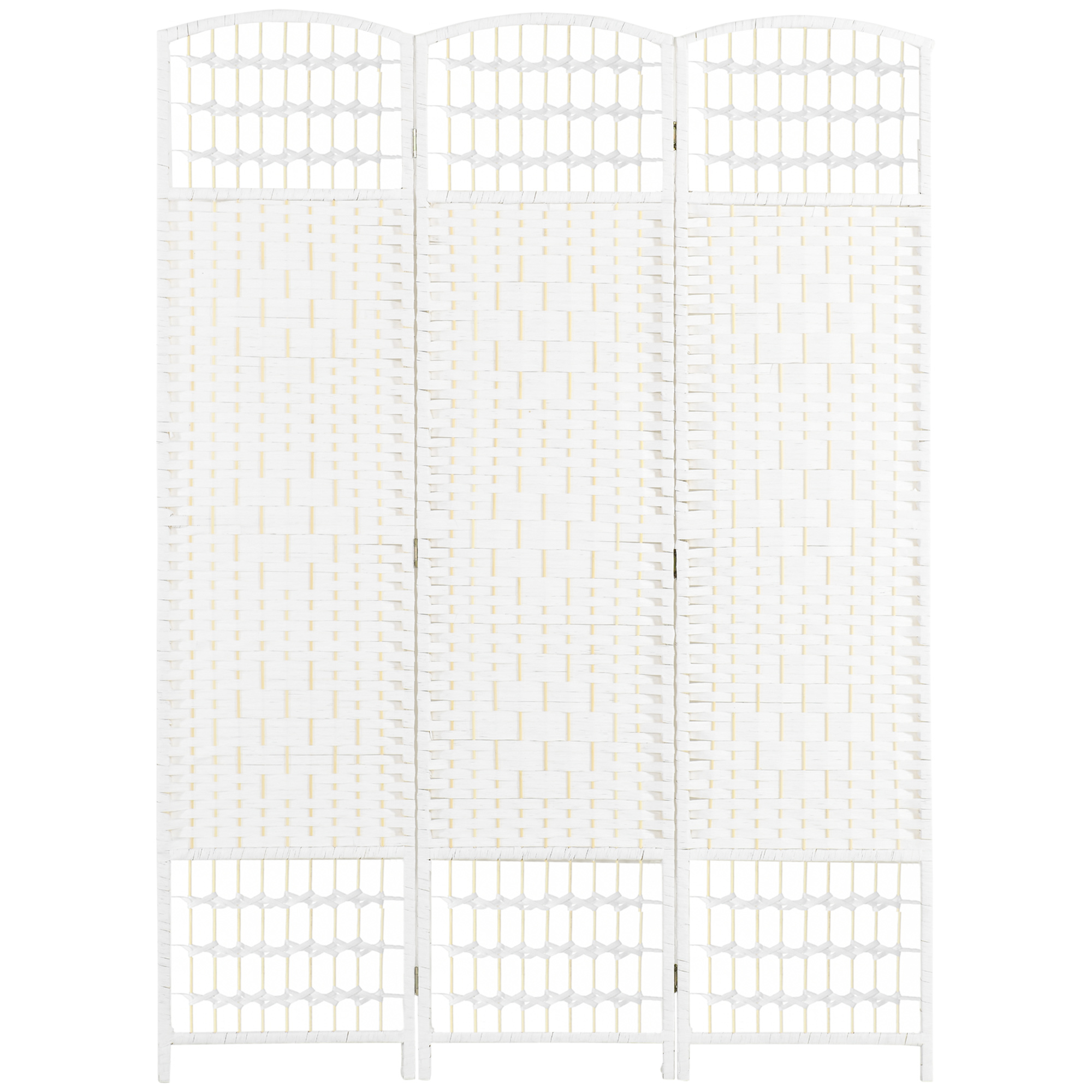 HOMCOM 3 Panel Folding Room Divider Portable Privacy Screen Wave Fiber Room Partition for Home Office White