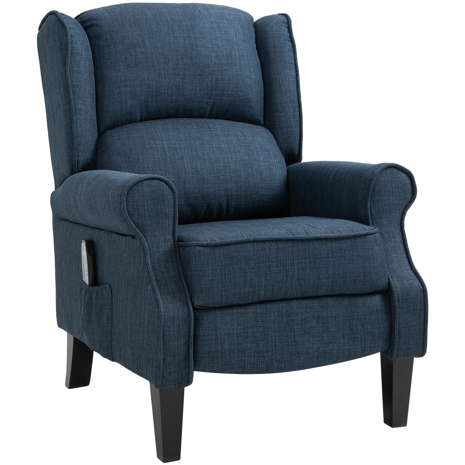 HOMCOM Vibration Massage Recliner Chair for Living Room with Heat, Wingback Single Sofa, Dark Blue