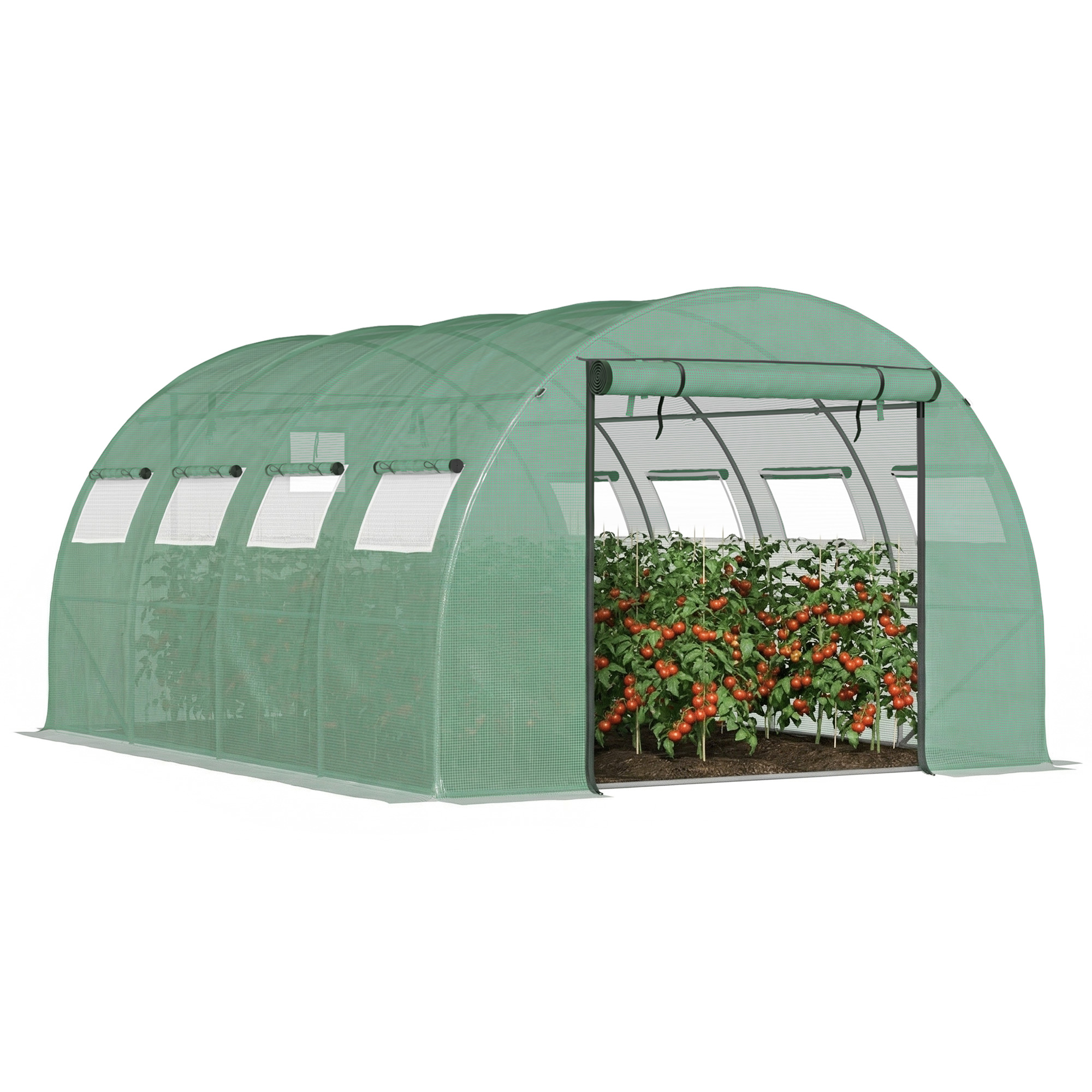 Outsunny 13' x 10' x 6.5' Walk-in Tunnel Greenhouse with 2 Zippered Mesh Doors & 10 Mesh Windows, Upgraded Gardening Plant Hot House with Galvanized S