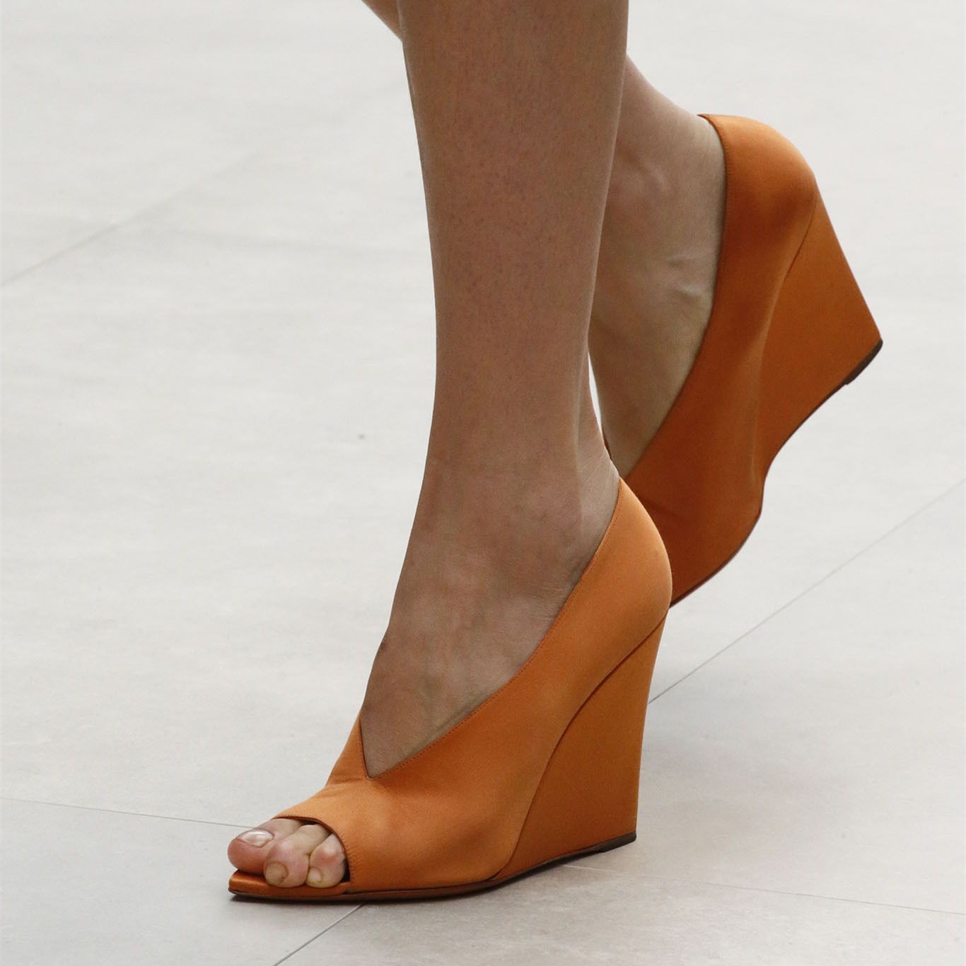 Women's Orange Peep Toe Wedge Heels Pumps Office Shoes US 11.5 / EU 41.5-Orange