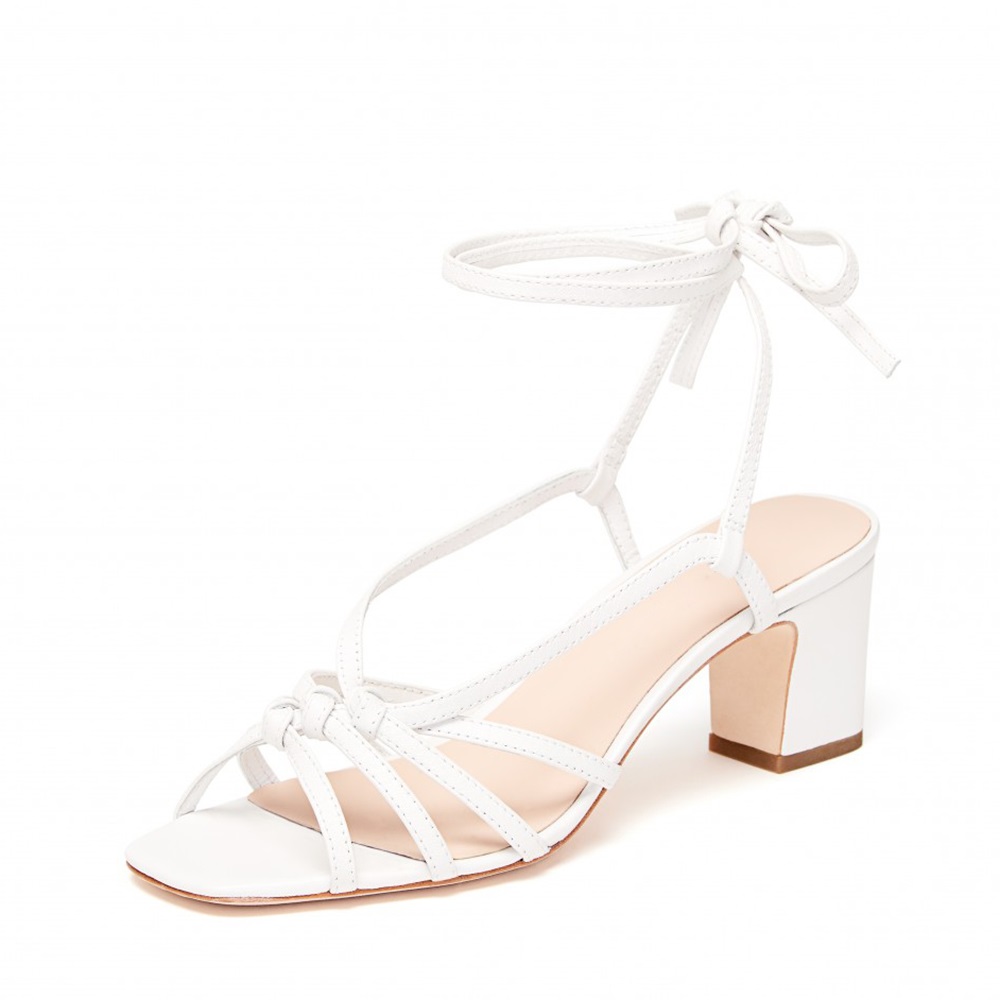 White Strappy Block Heel Sandals US 11.5 / EU 41.5-White