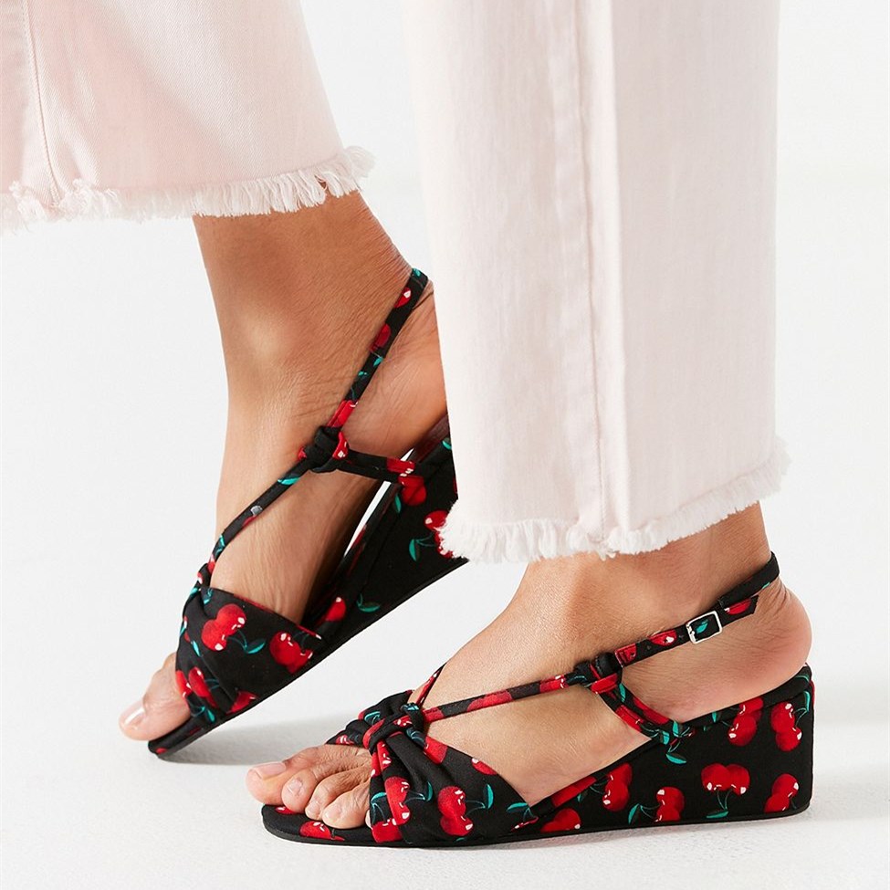 Women's Floral Open Toe Slingback Wedge Sandals US 9.5 / EU 39.5
