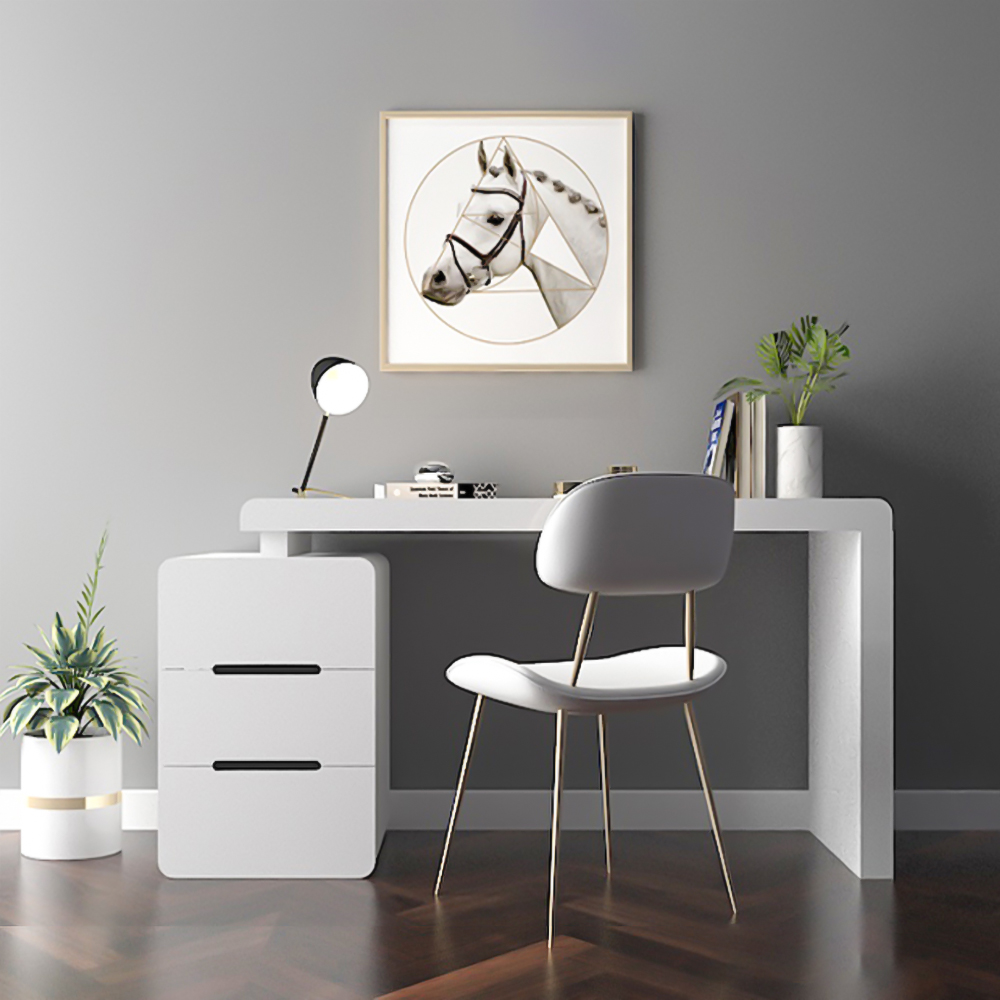 Mular White 3-Drawer Writing Desk with 3 Drawers Office Furniture (47.2"ï¼
