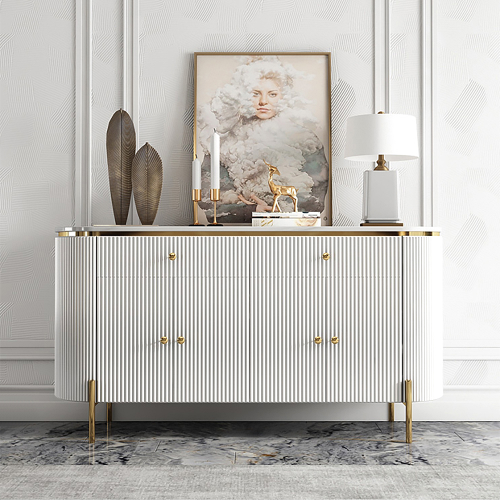 Yelly 55.1" Modern Marble Top Buffet & Sideboard Doors & Drawers & Shelves