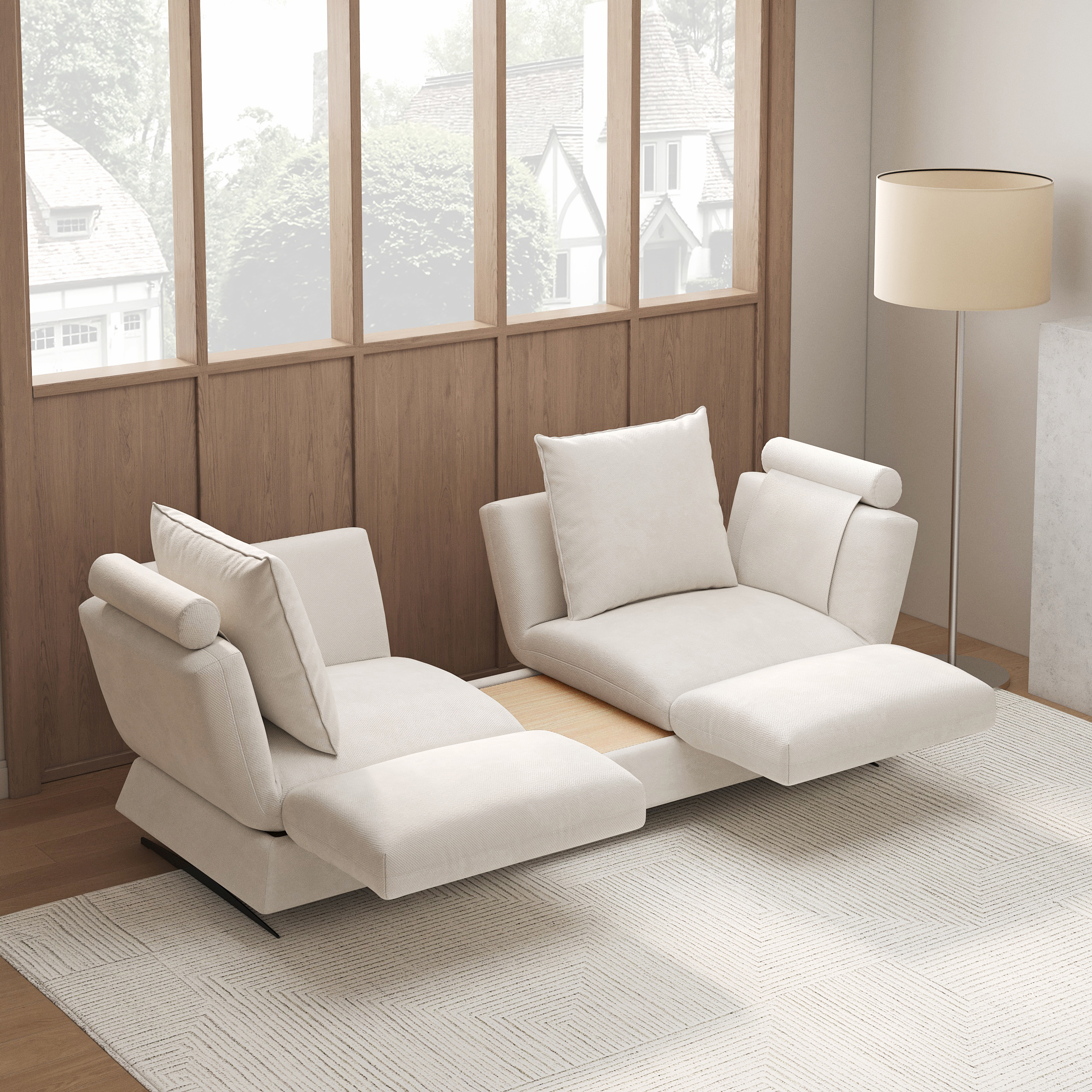 83.9" Rotatable Convertible Sleeper Sofa Cotton & Linen