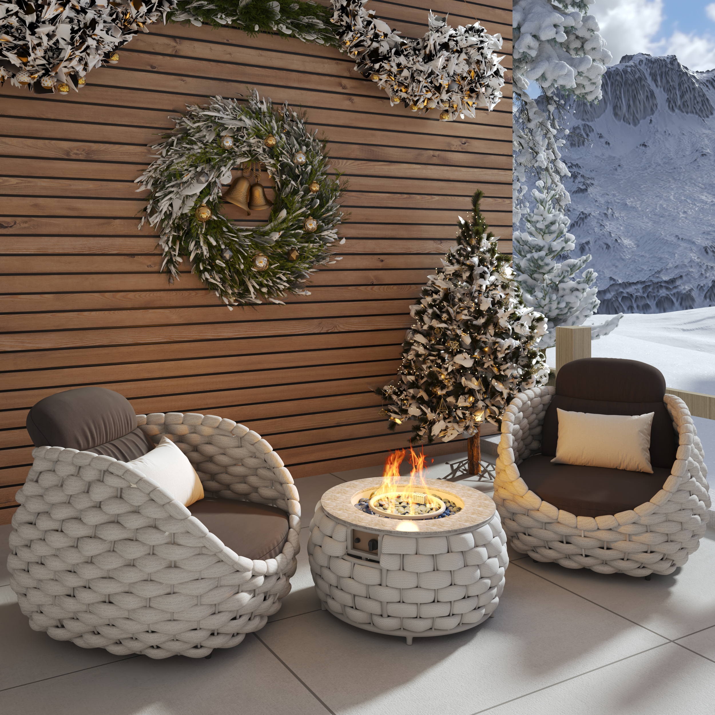 Smokeless Propane Outdoor Fire Pit Table Round Patio Furniture Firepit in Aluminum Alloy (13.8" High)