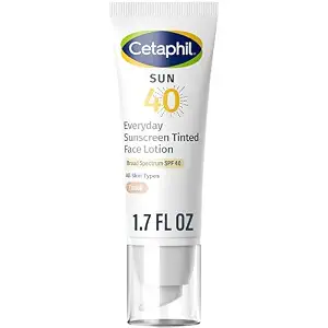 CETAPHIL Everyday Sunscreen Tinted Face Lotion, 1.7 fl oz, Travel Size Sunscreen, 100% Mineral UVA/UVB Filters: Titanium Dioxide & Zinc Oxide, SPF 40, For Sensitive Skin