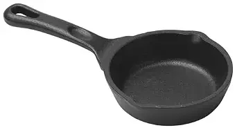 Winco Mini Cast Iron, Induction Skillet, Round, 3 Oz, 3-1/2" Dia, Matte Black Enamel